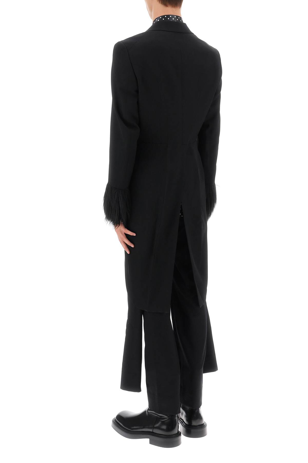 Shop Comme Des Garçons Homme Deux Tailcoat With Eco-fur Inserts In Black Black (black)