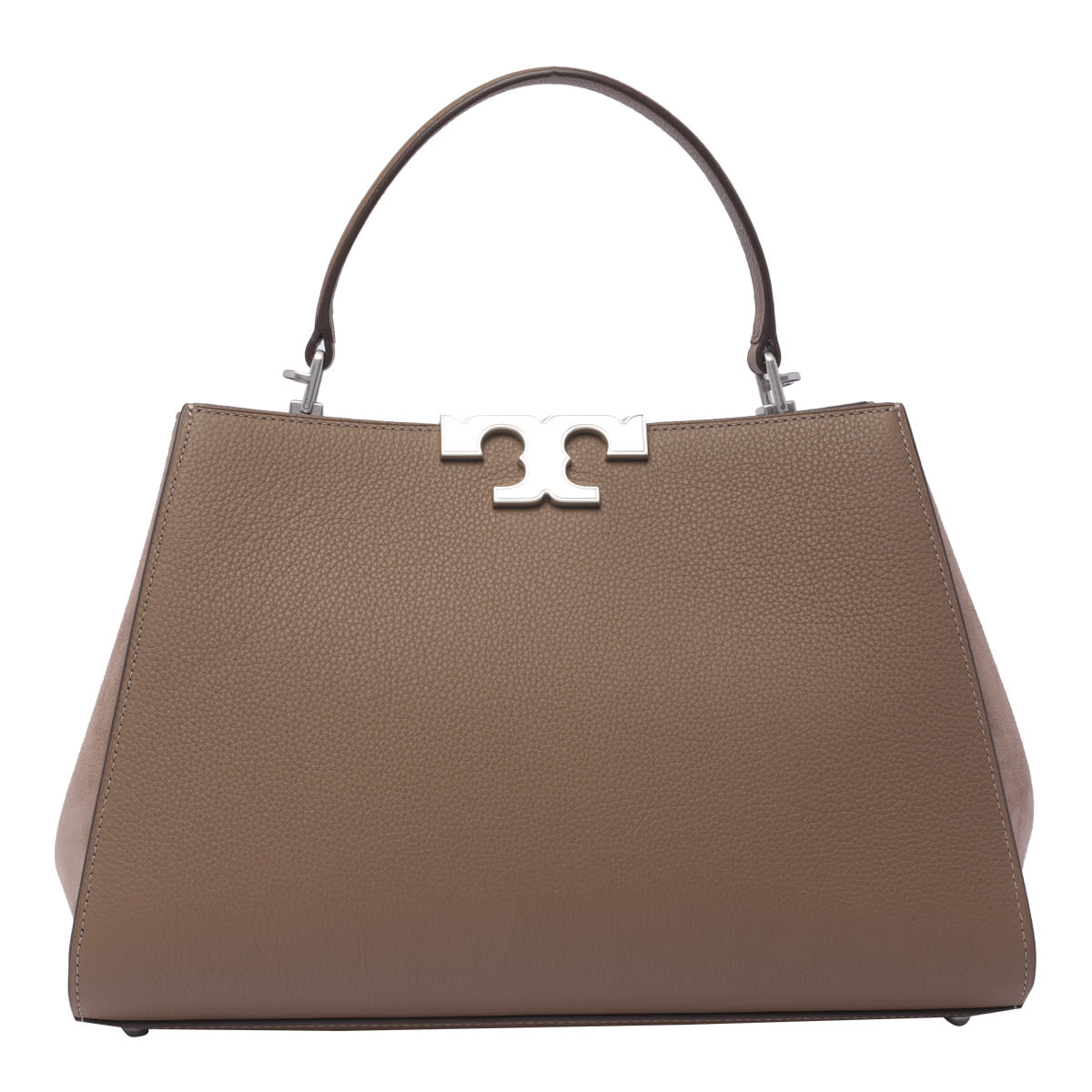 Shop Tory Burch Eleanor Pebbled Satchel In Wild Mushroom