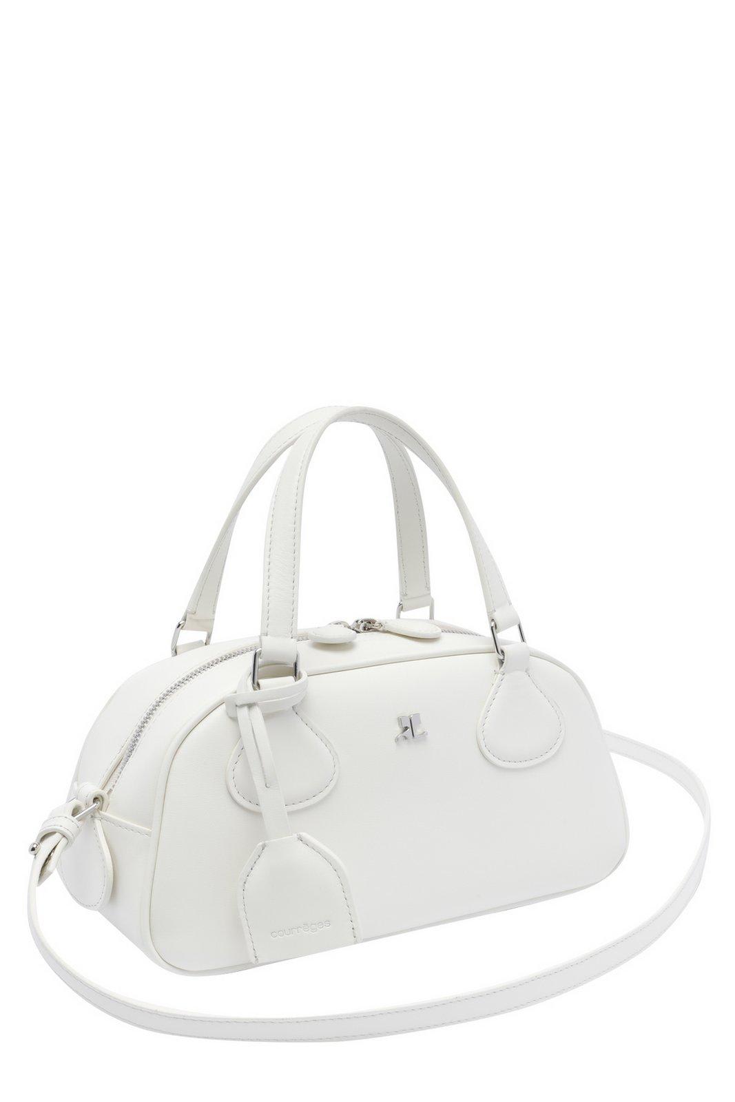 Courrèges Double Handle Detachable Strap Bowling Bag In White
