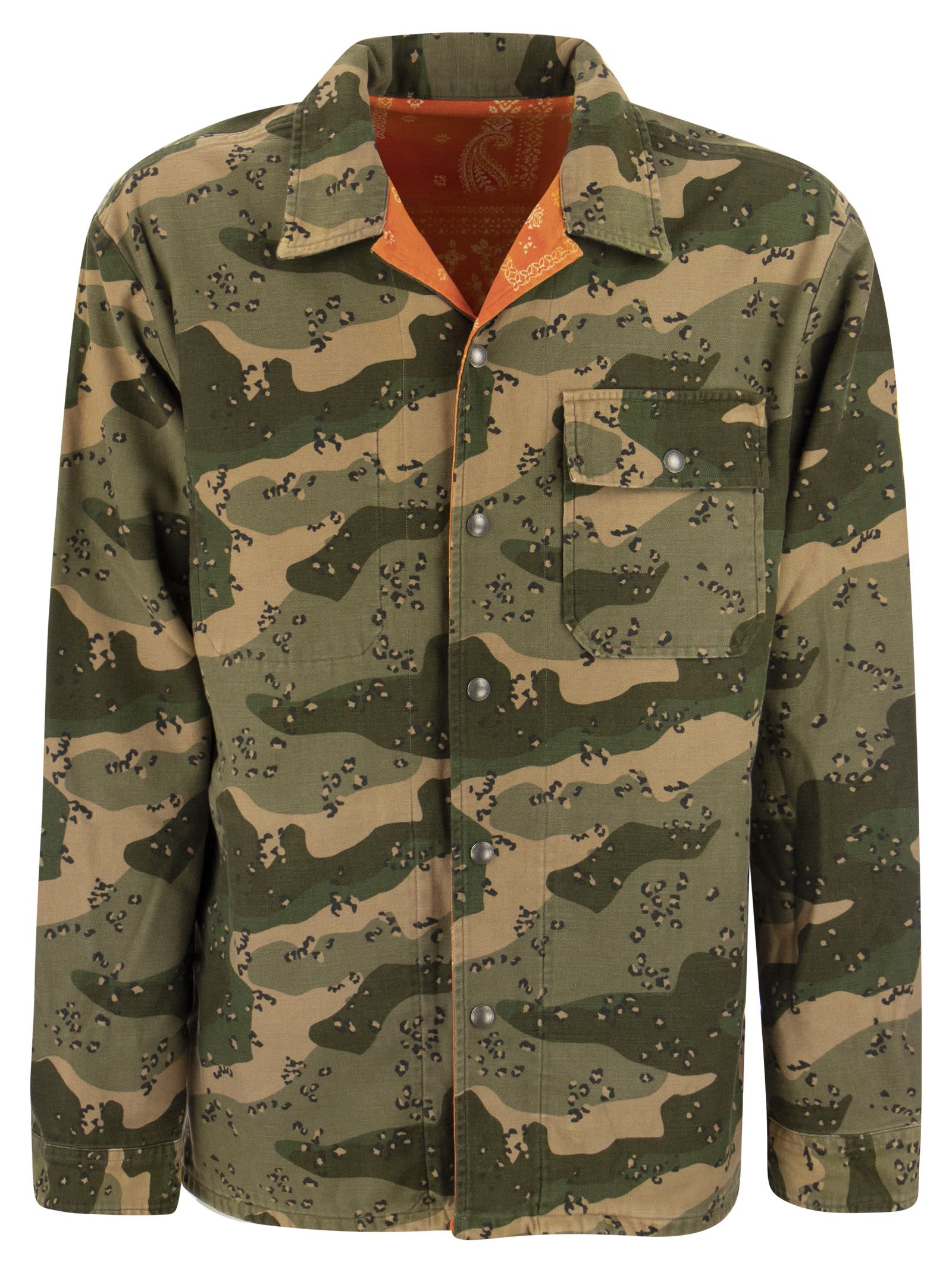 Shop Polo Ralph Lauren Reversible Cotton Shirt In Military/orange