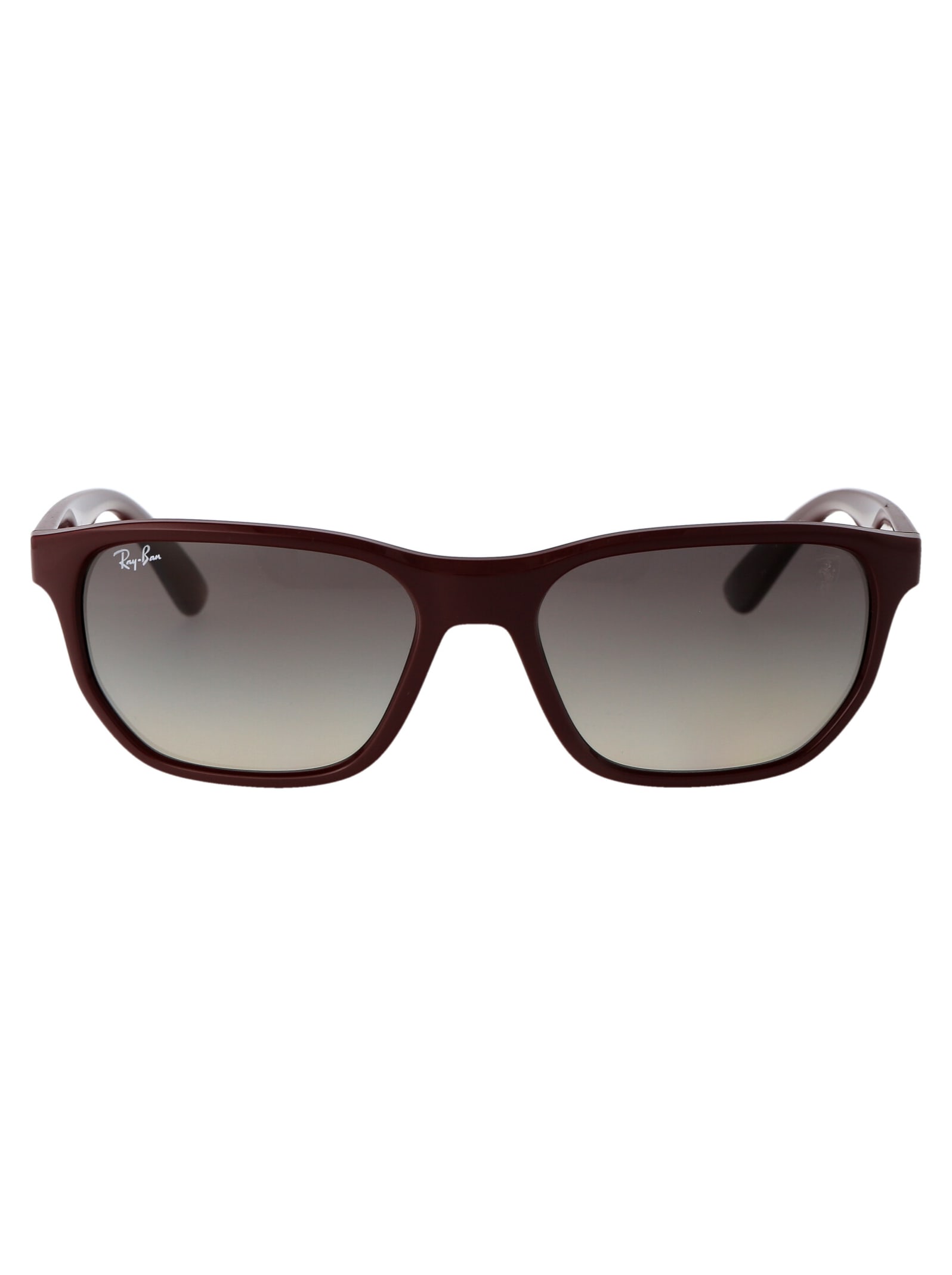 Shop Ray Ban 0rb4404m Sunglasses In F68511 Dark Red