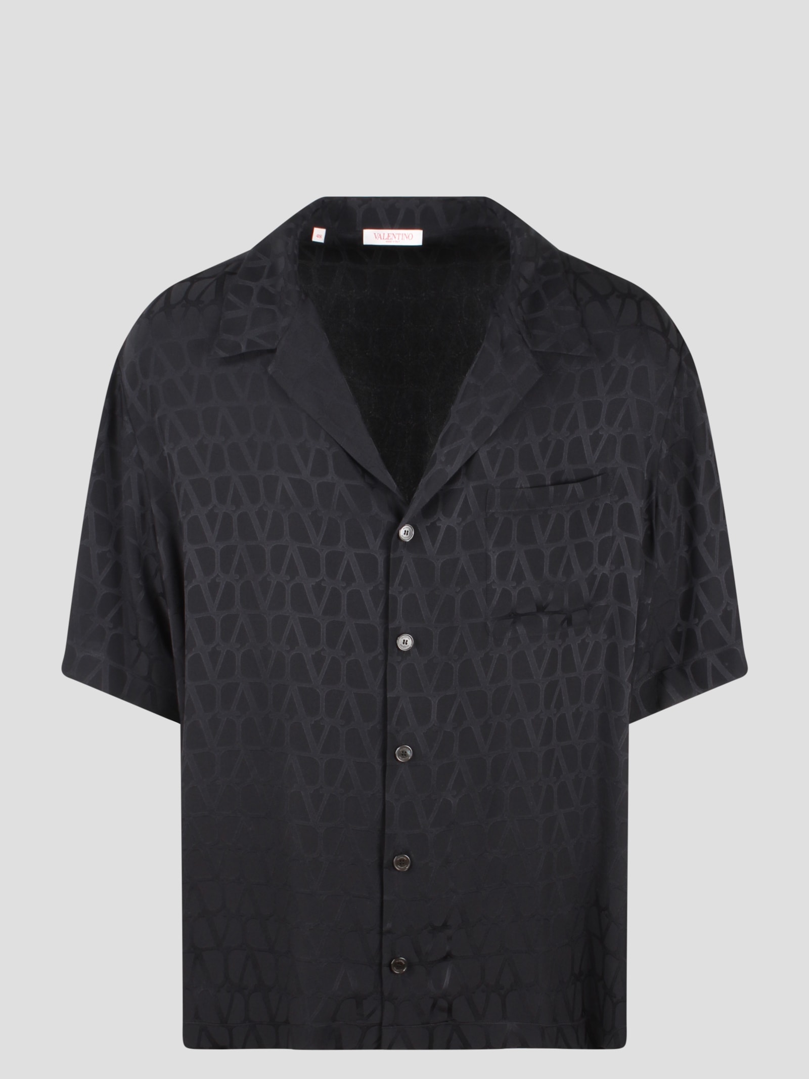 Shop Valentino Toile Iconographe Silk Bowling Shirt In Black