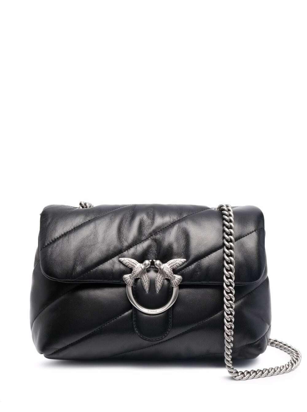 Pinko Love Puff Black Quilted Leather Crossbody Bag