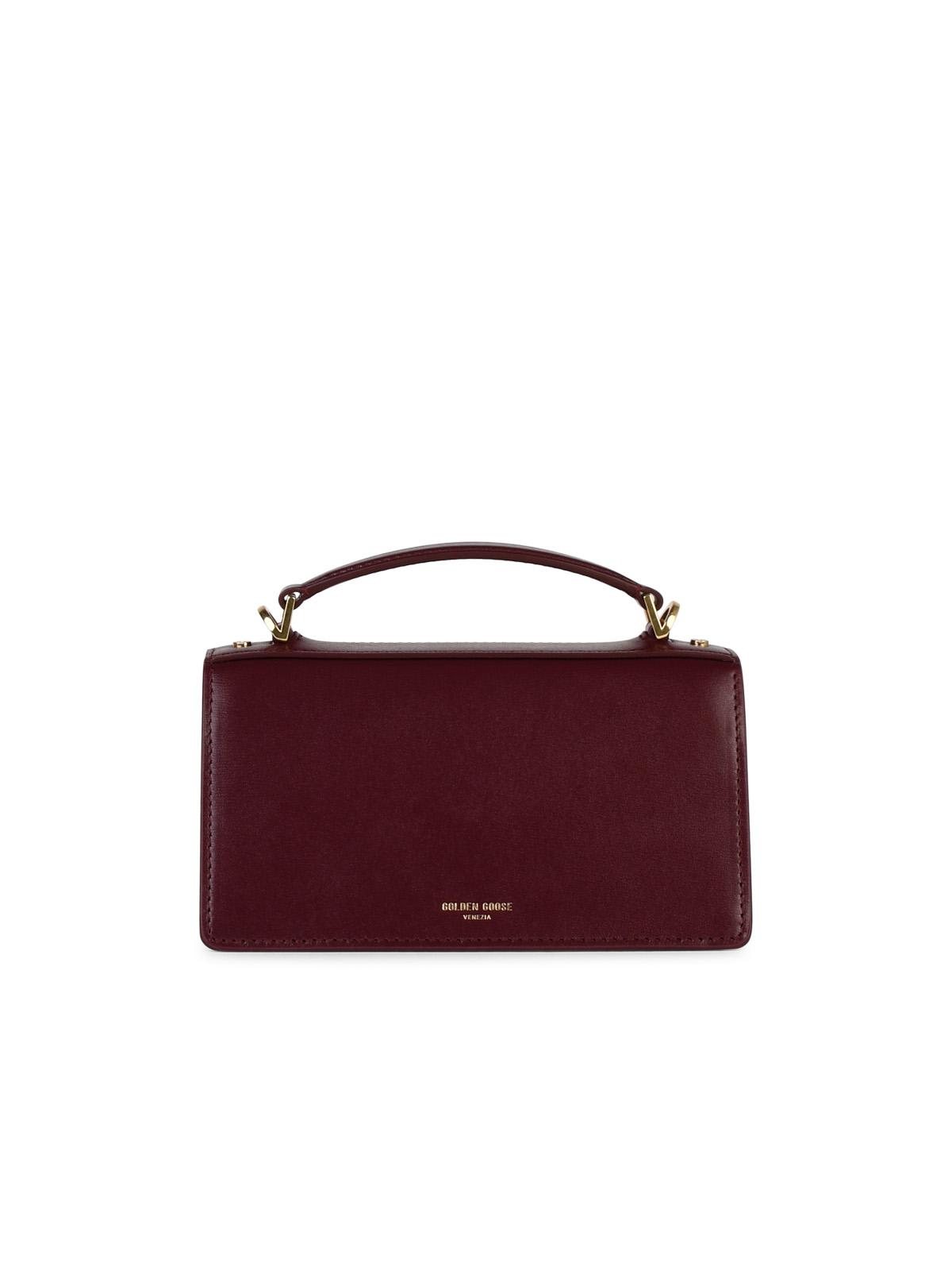 Shop Golden Goose Small Venezia Beige Palmellata Leather Bag In Burgundy