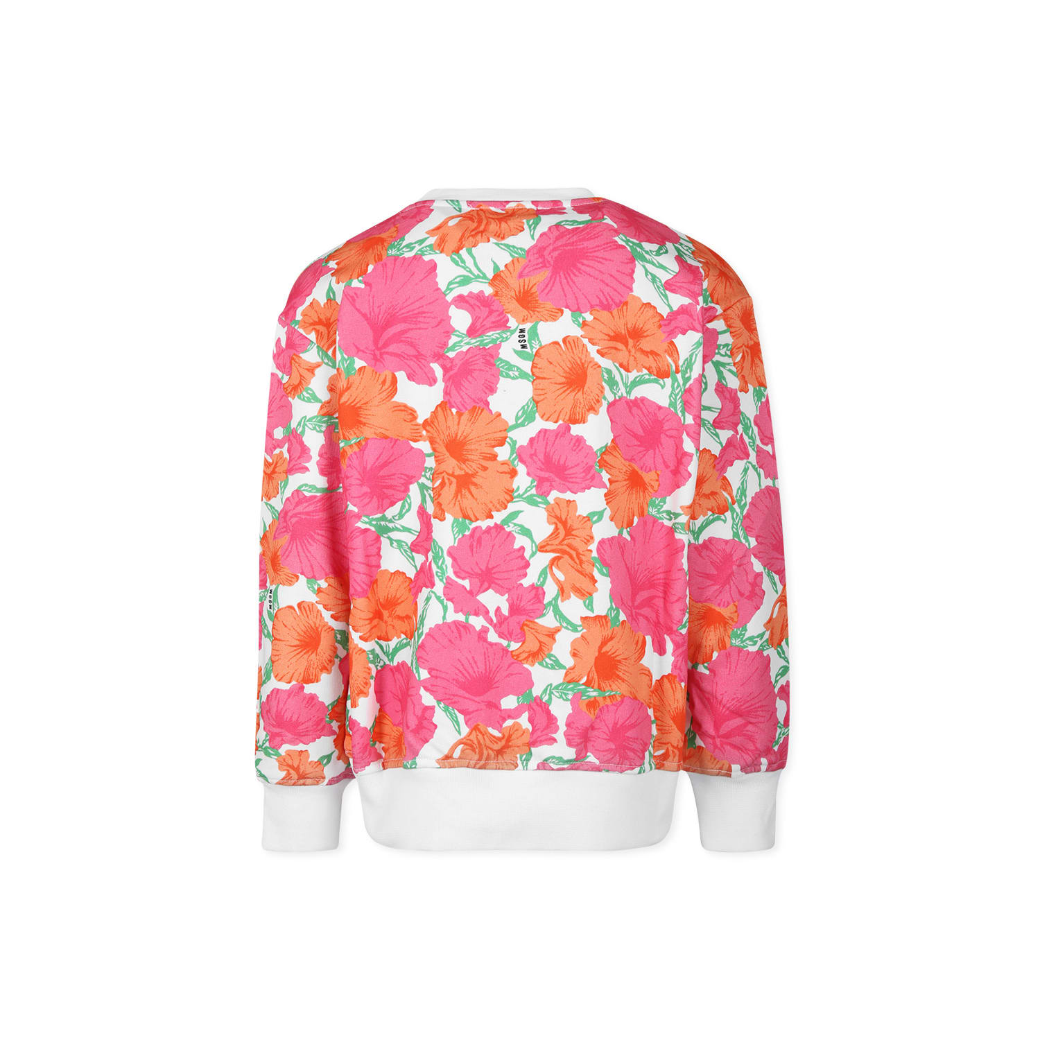 Shop Msgm Multicolor Sweatshirt For Girl With Floral Print And Logo