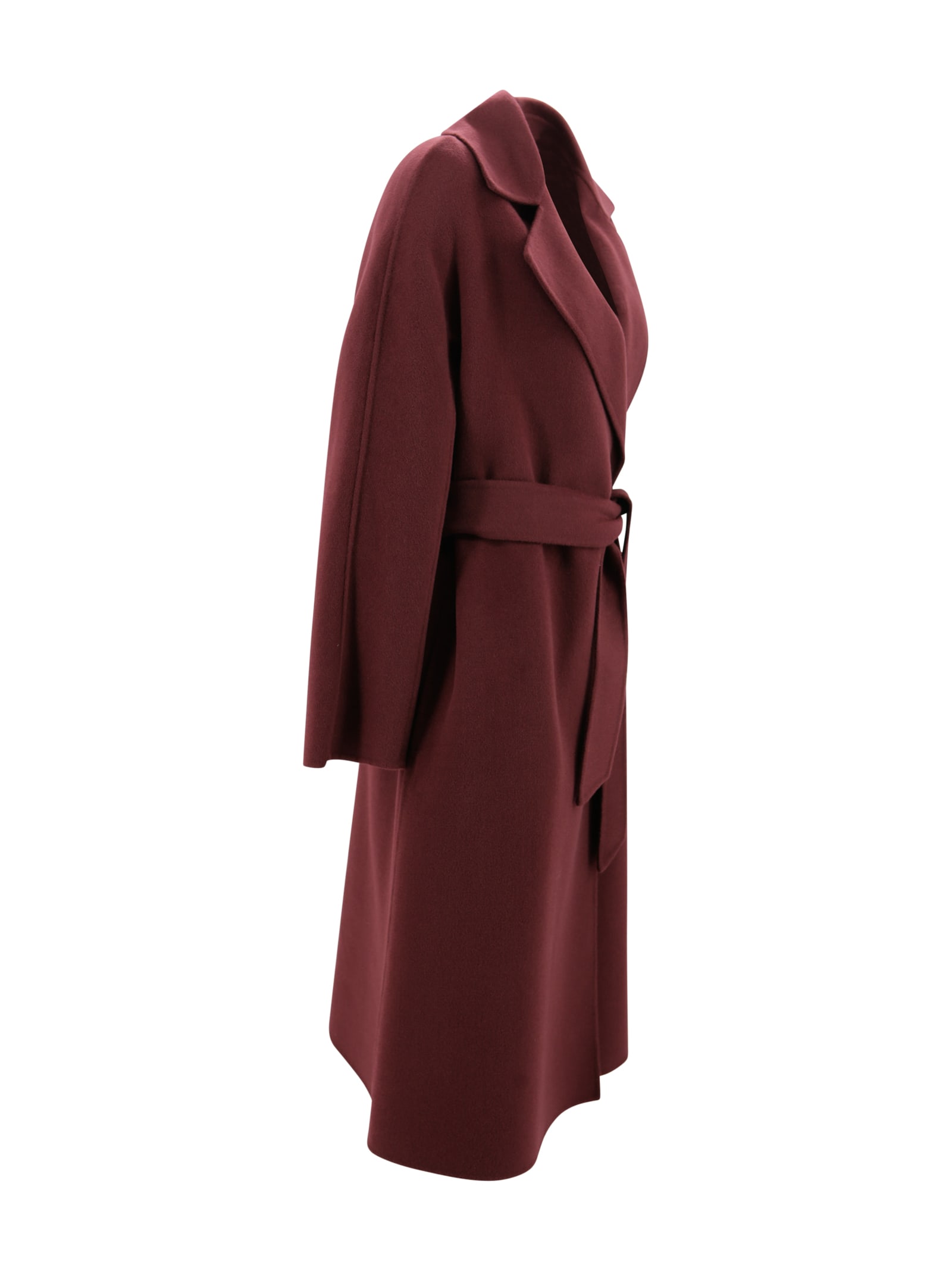 Max Mara Coat In Cashemre Wool And Silk In Burgundy