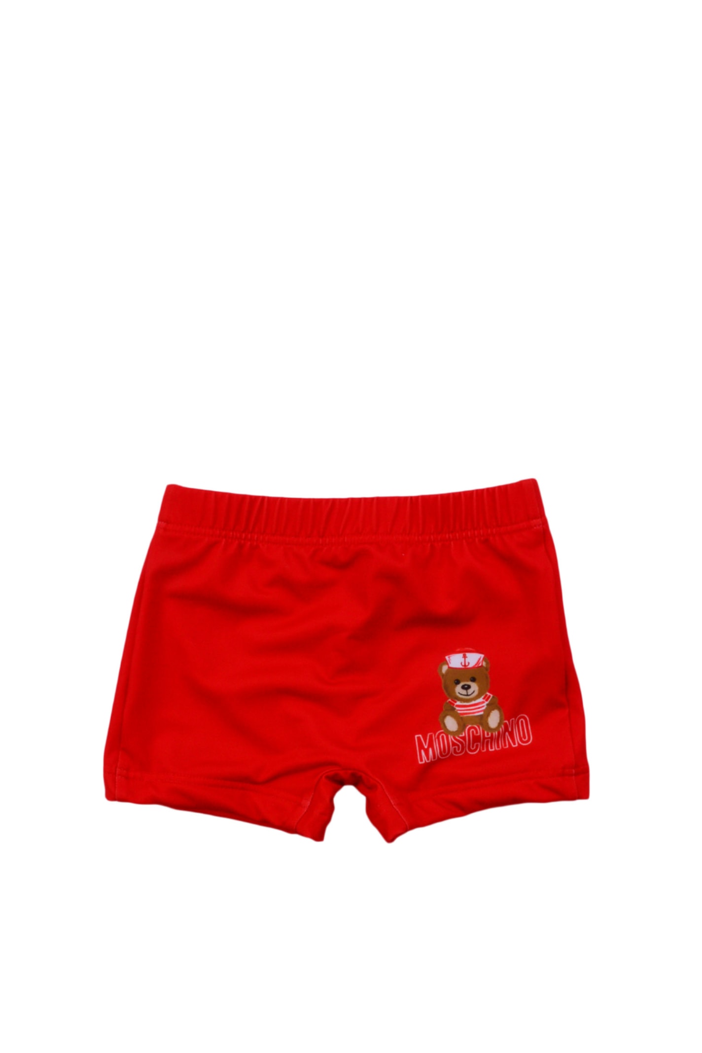 Shop Moschino Printed Beach Shorts In Red