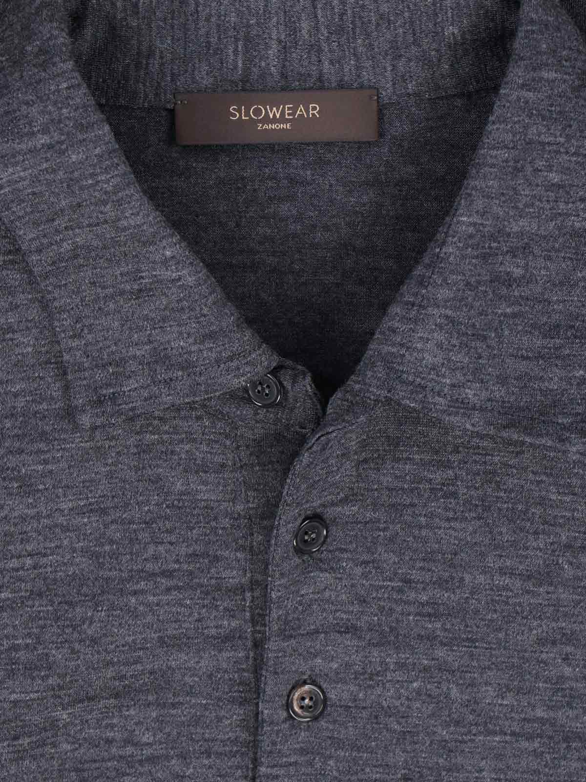 Zanone Virgin Wool Polo Shirt In Gray