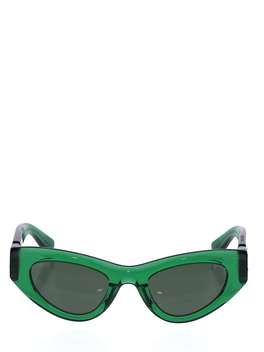 Shop Bottega Veneta Green Sunglasses