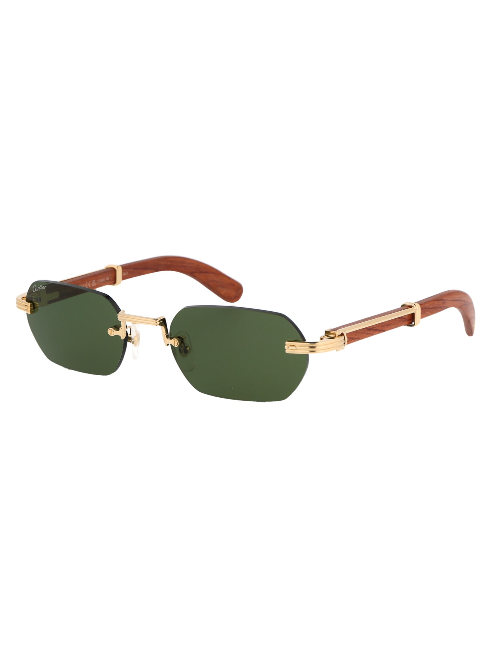 Shop Cartier Ct0362s Sunglasses In 002 Gold Brown Green