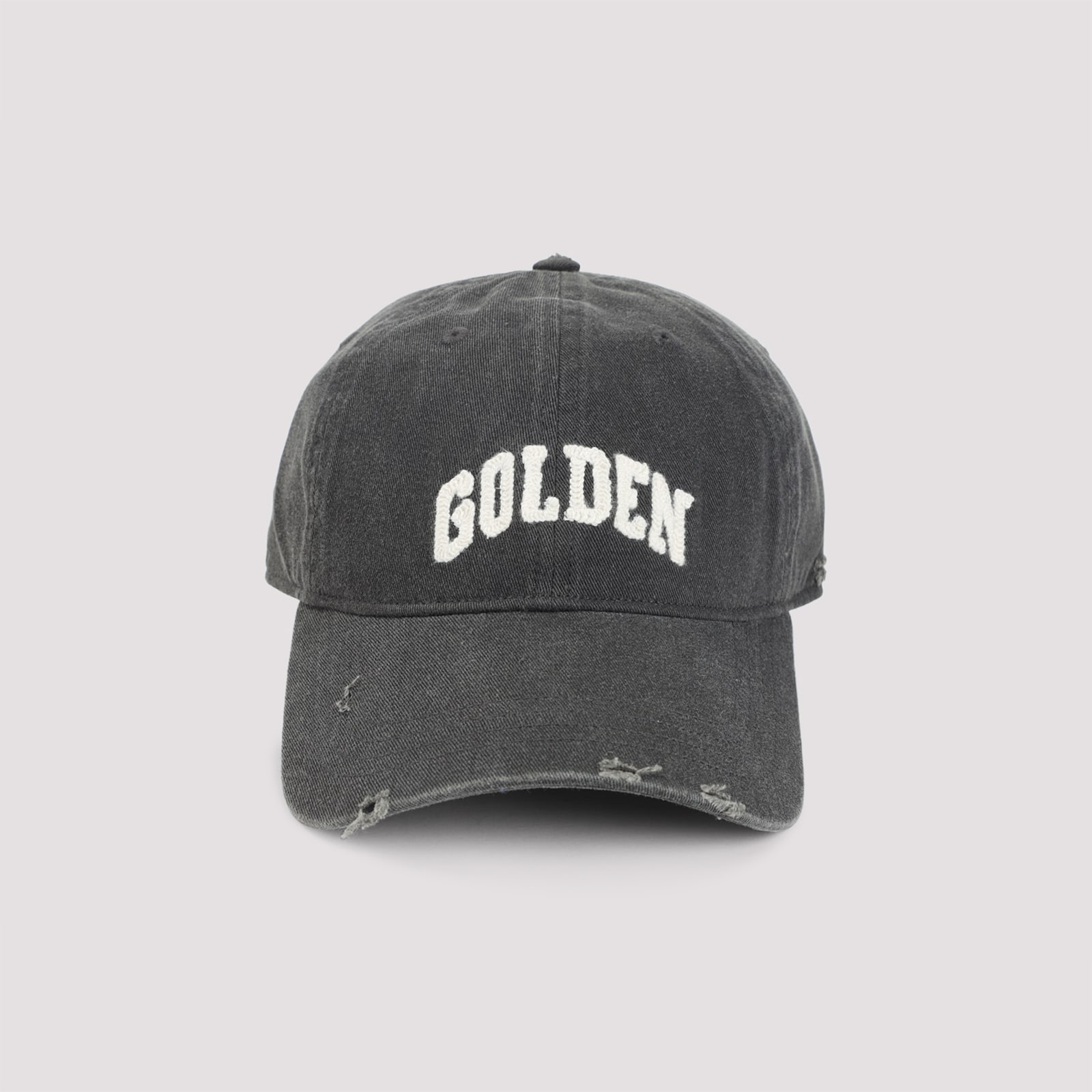 Golden Goose Distressed Cap With Embroidered Logo In Gray
