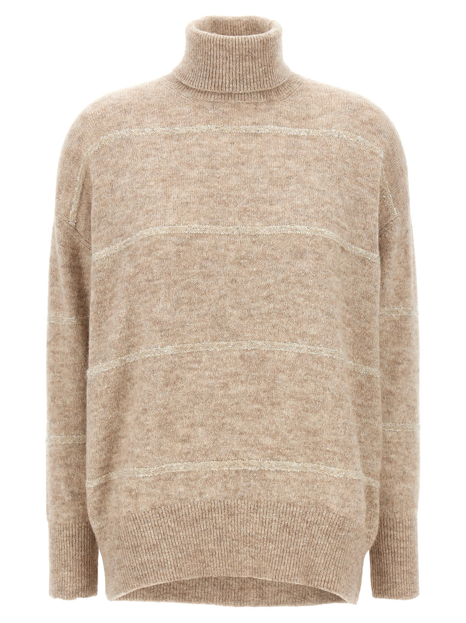 Shop Brunello Cucinelli Sequin Sweater In Beige