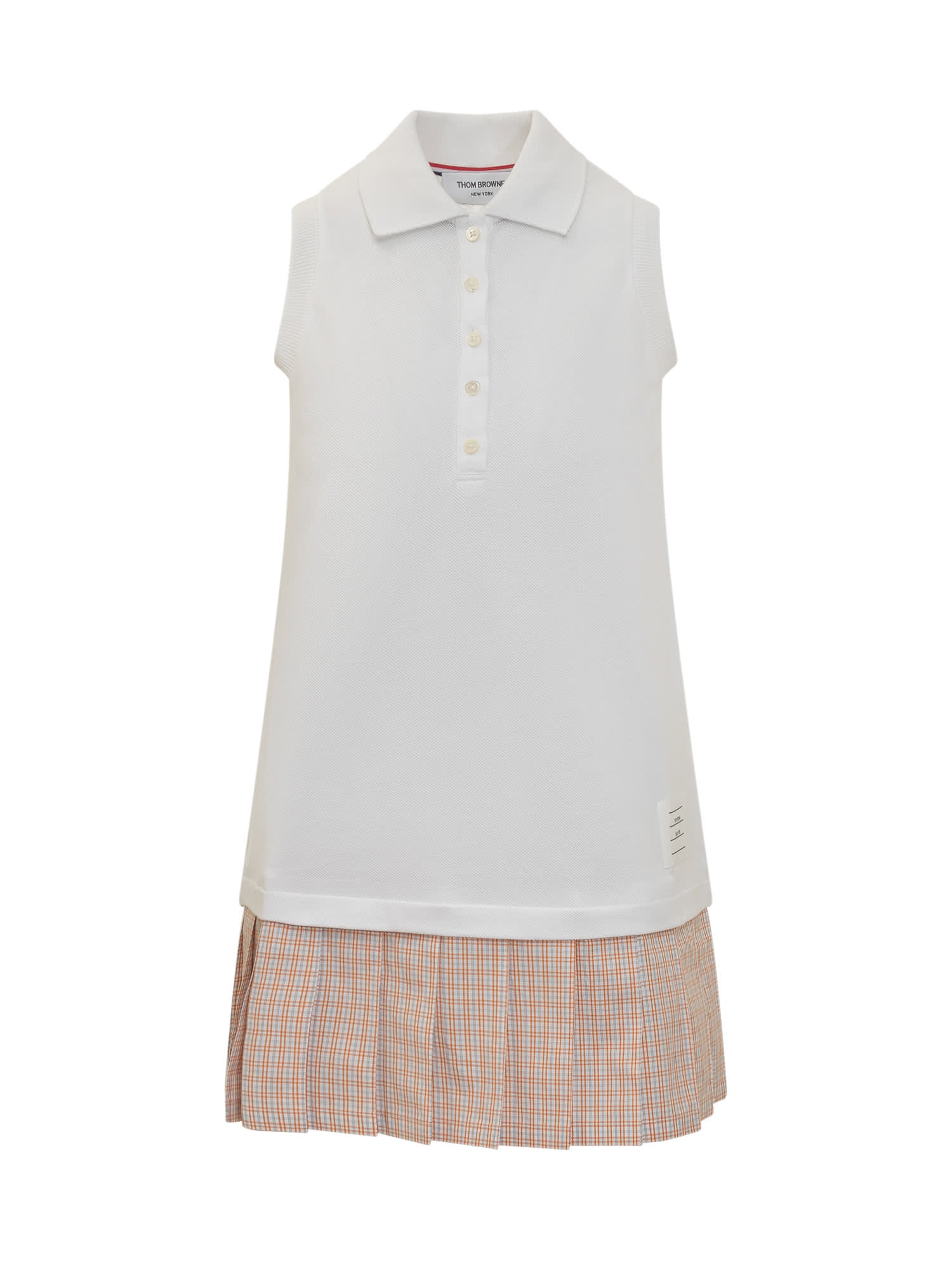 Shop Thom Browne Pleated Polo Dress With Rwb In White