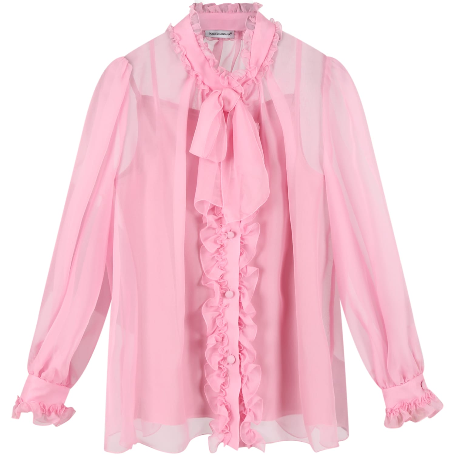 Dolce & Gabbana Pink Shirt For Girl With Bow