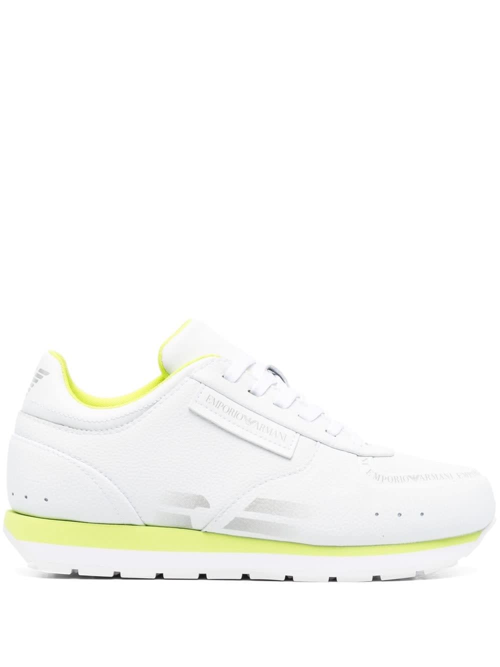 Emporio Armani Logo Leather Sneakers In White