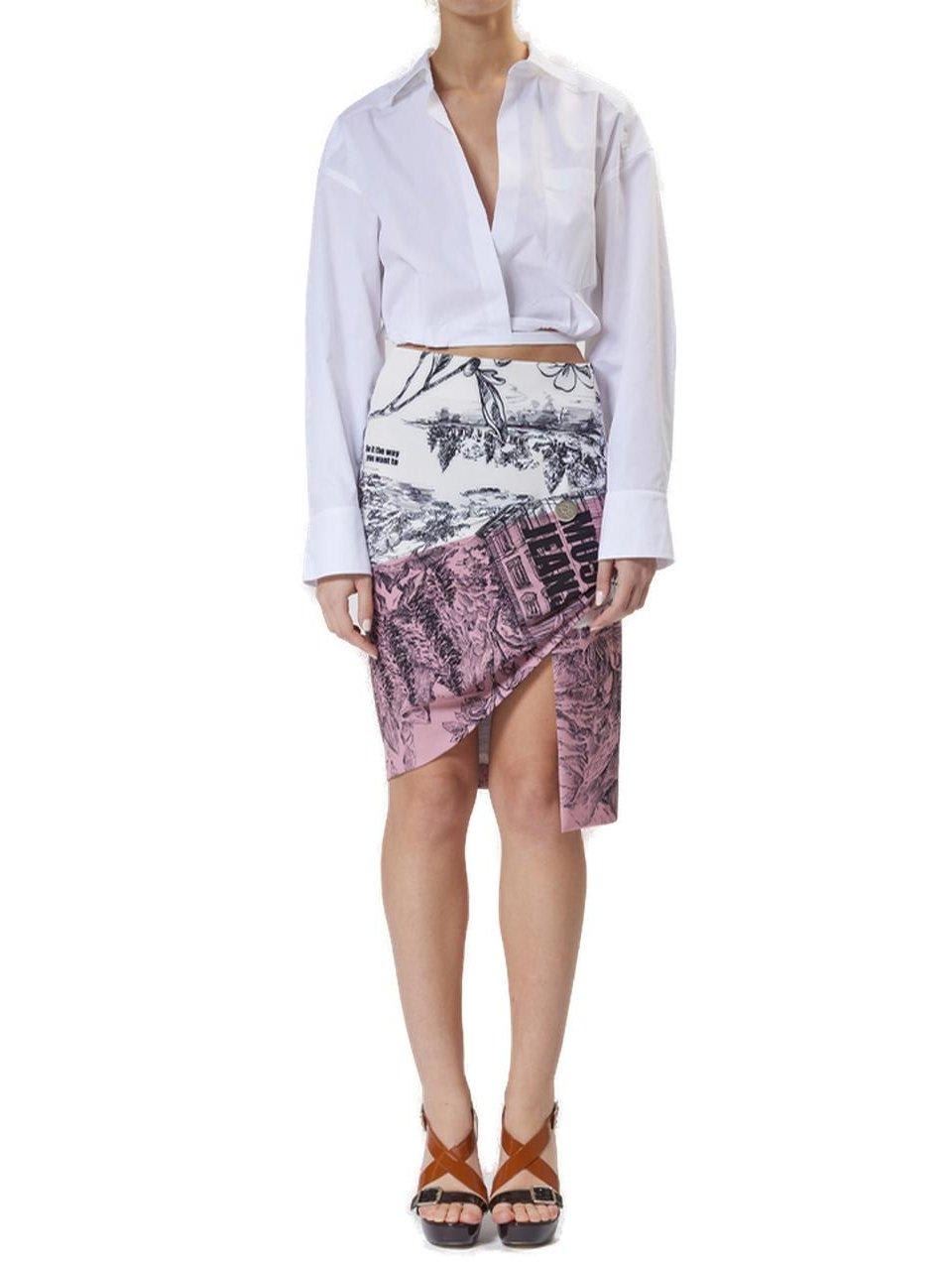 M05ch1n0 Jeans Graphic Printed Midi Skirt In Pink
