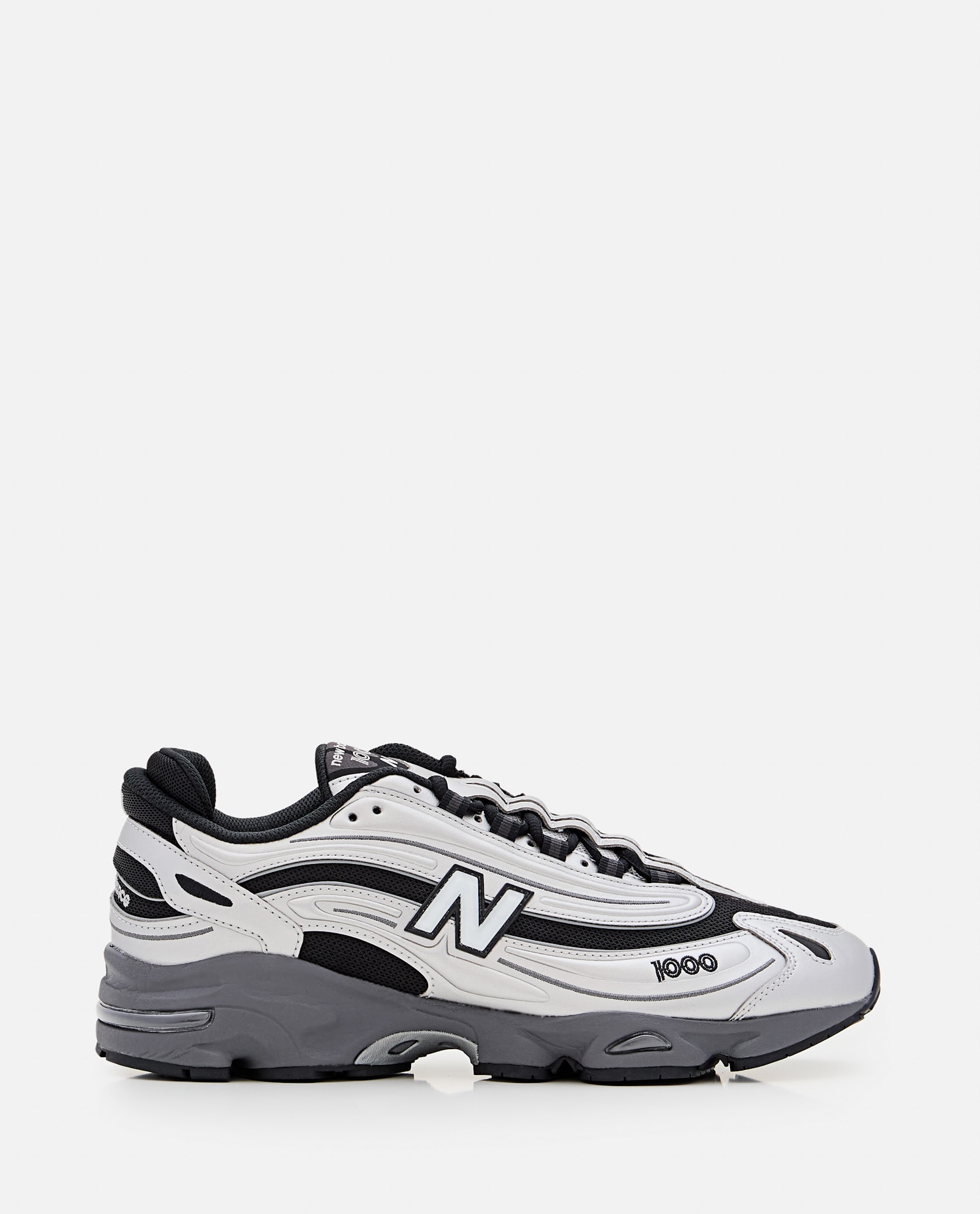 New Balance Mens Silver Metallic Green 1000 Metallic Mixed-material Trainers In Grey