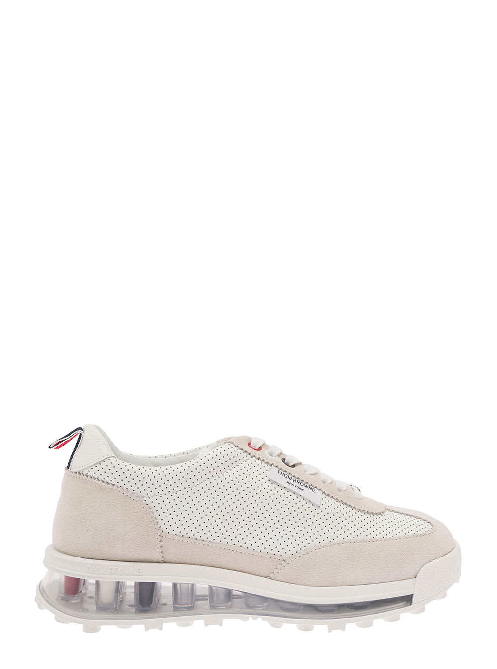 Shop Thom Browne Low Top Tech Sneakers In White Leather Woman