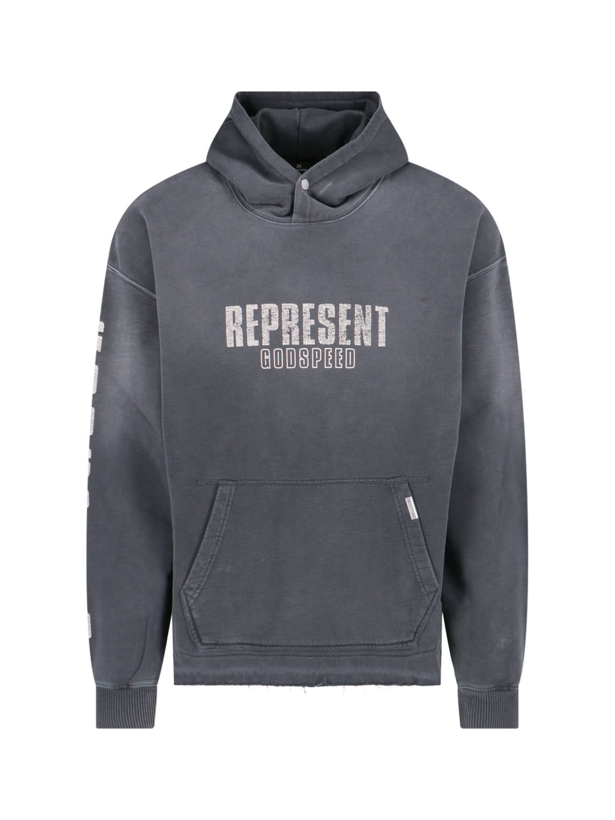 Shop Represent Logo Hoodie In Gray