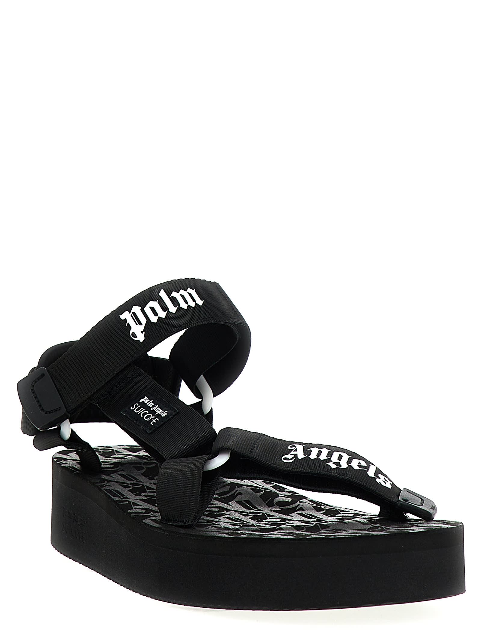 Shop Palm Angels X Suicoke Depa Sandals In Black White