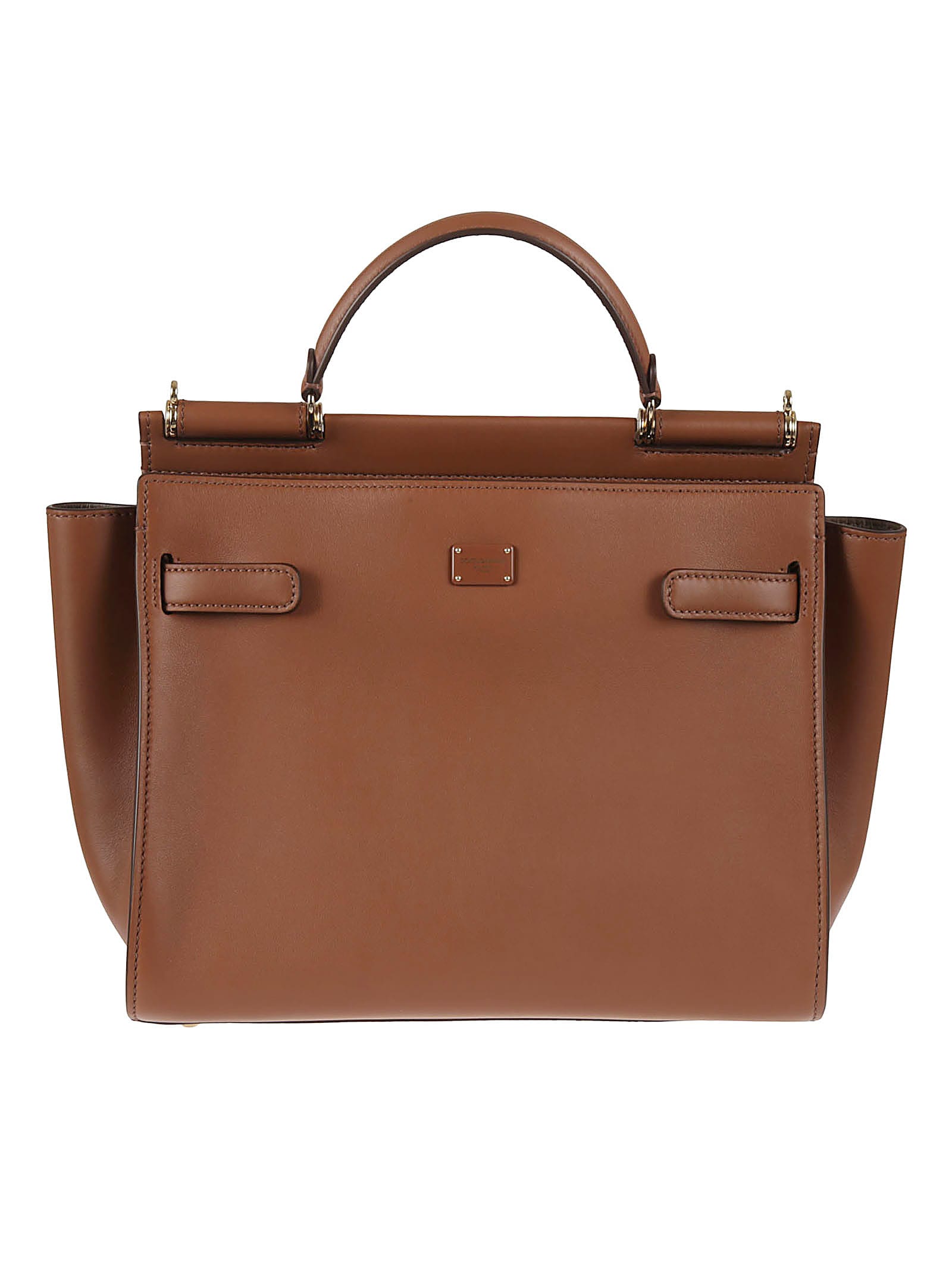 Dolce & Gabbana Logo Plaque Tote In Brown