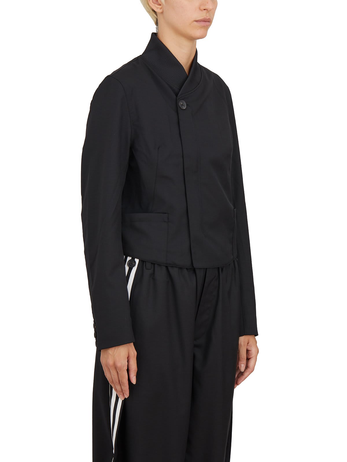 Shop Y-3 Cropped Twill Jacket In Black