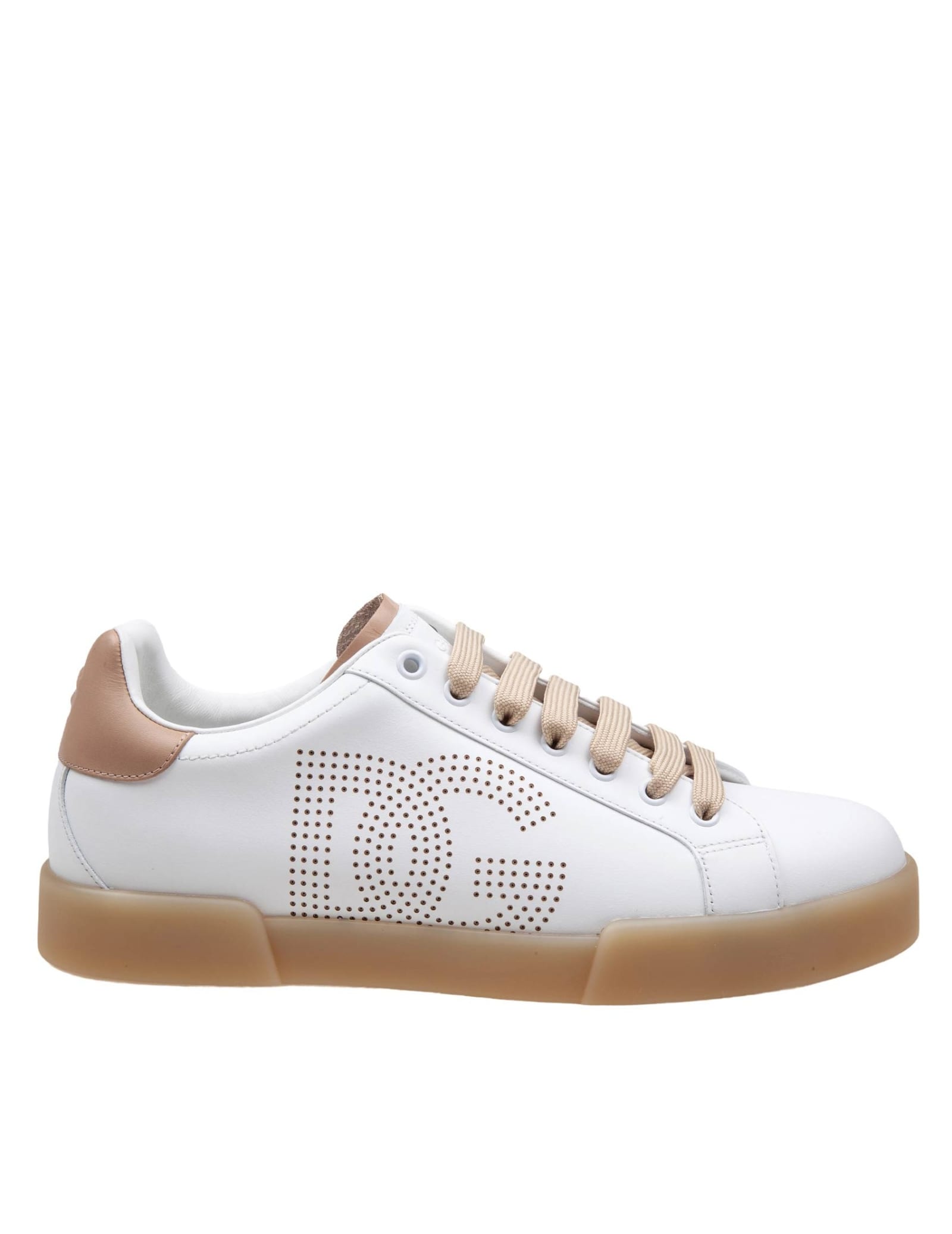 Shop Dolce & Gabbana Portofino Light Sneakers In White And Beige Leather