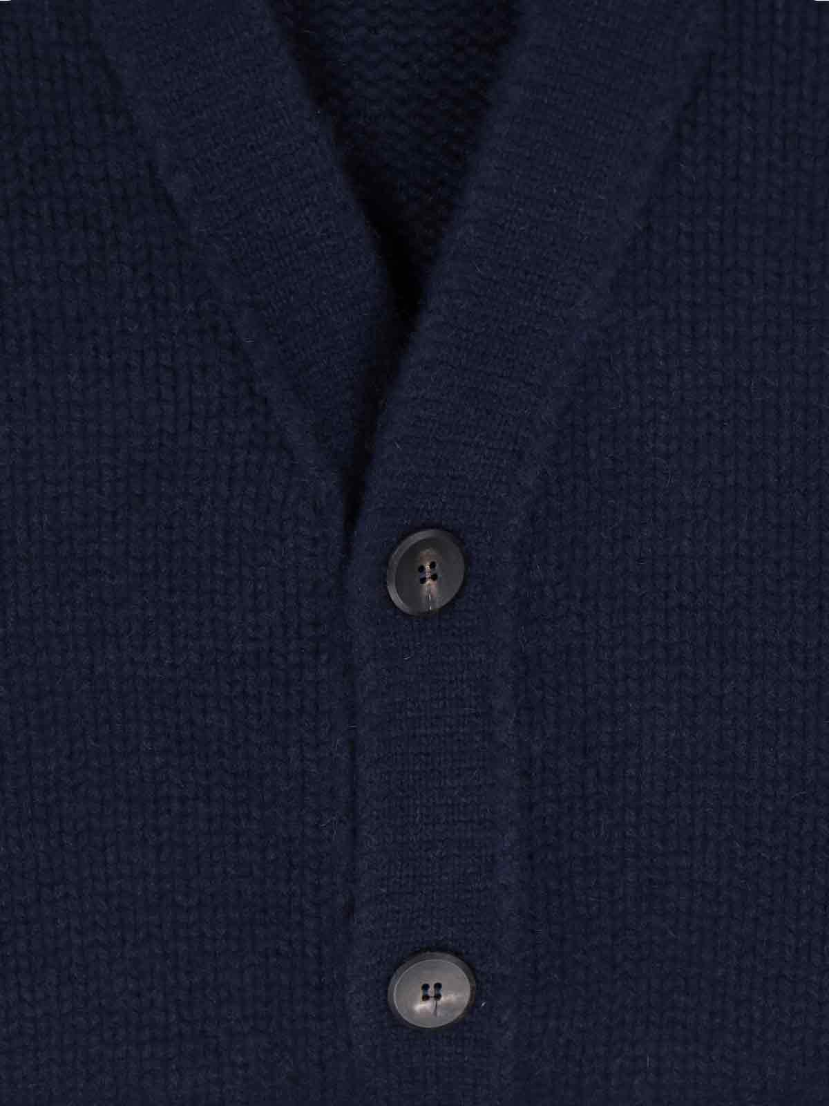 Sa Su Phi V-neck Sweater With Ribbed Cuffs And Cable Knit In Blue