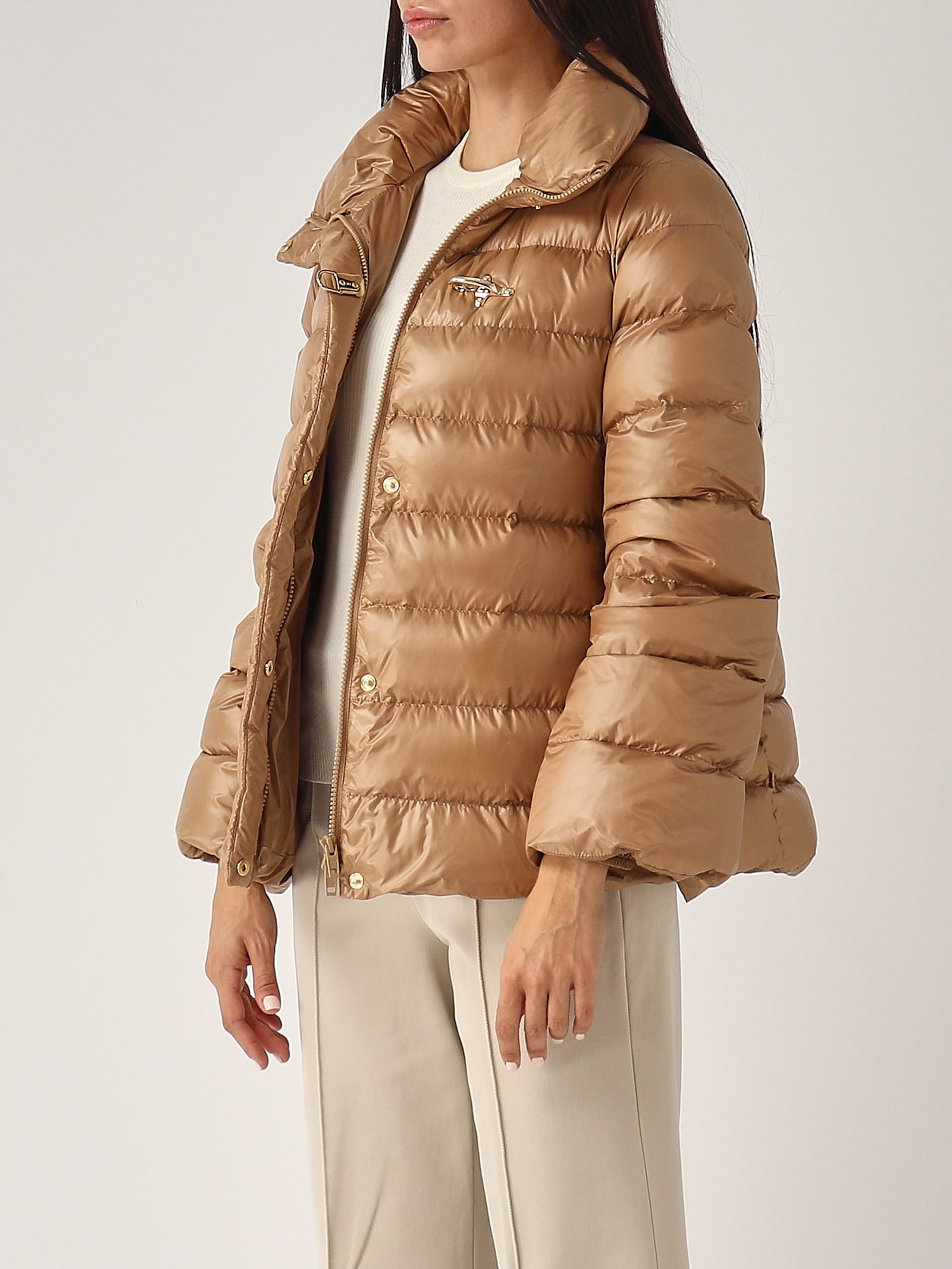 Shop Fay Piumino Cappetta+gancio Jacket In Cammello