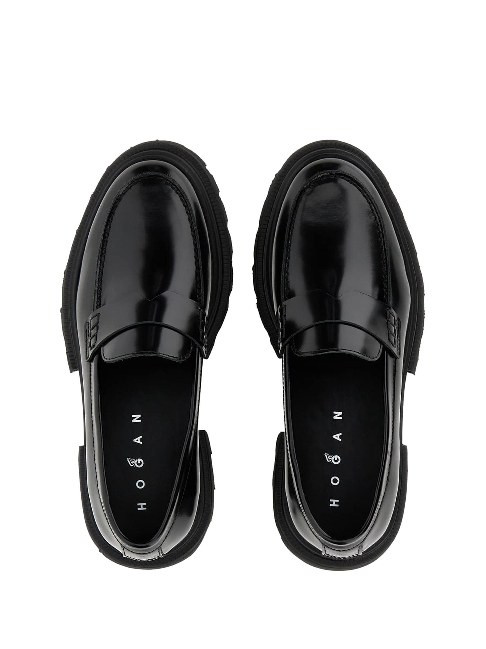 Shop Hogan H674 Black Leather Moccasin In Nero