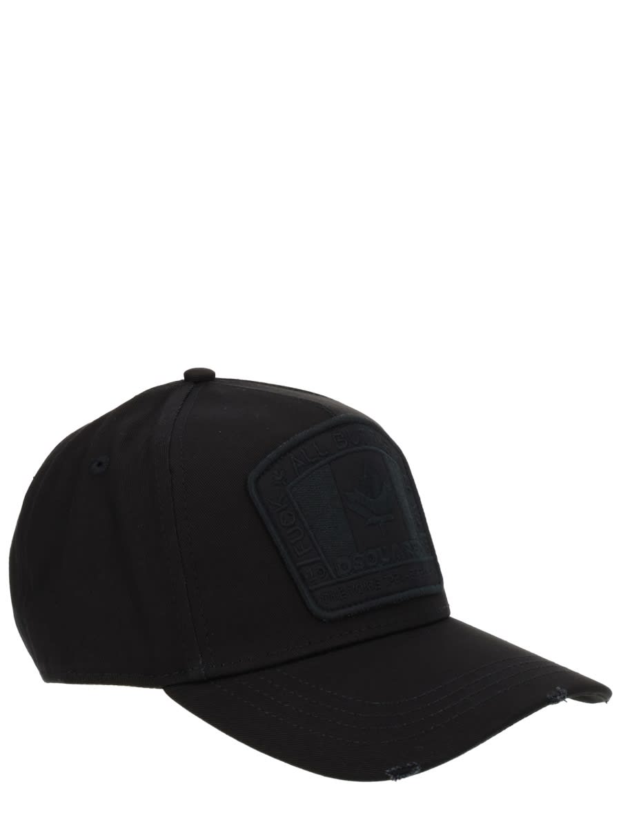 Dsquared2 D2 Patch Baseball Cap In Black