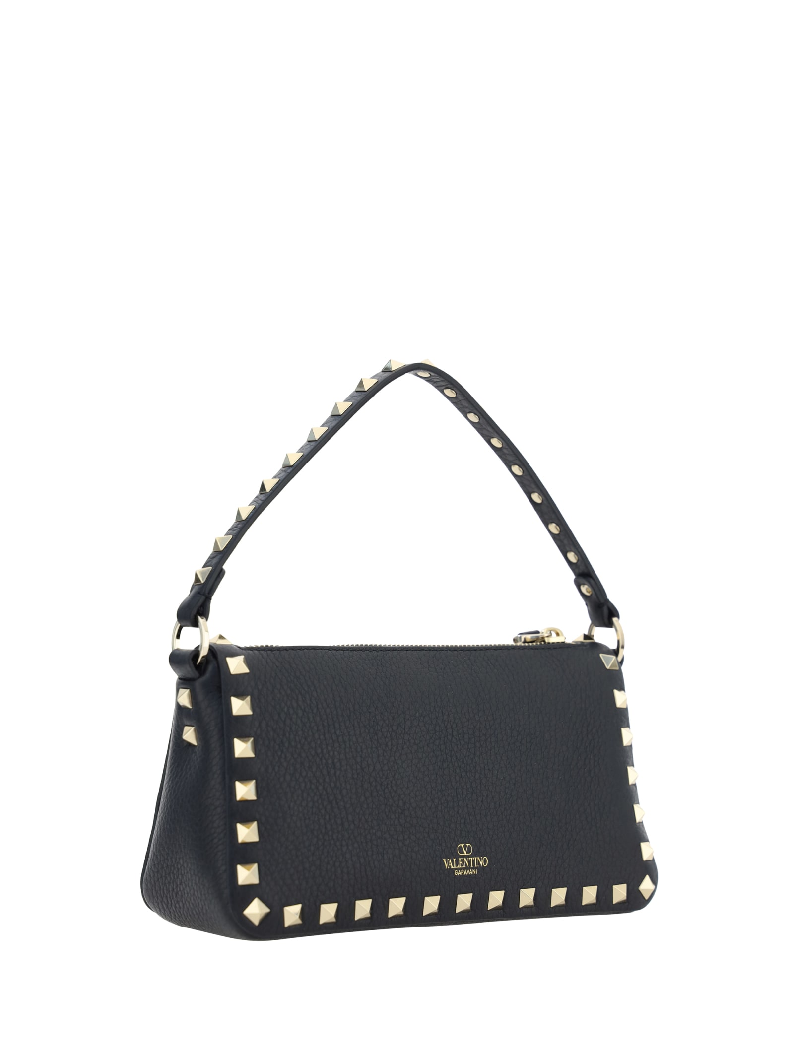 Shop Valentino Small Rockstud Shoulder Bag In Black