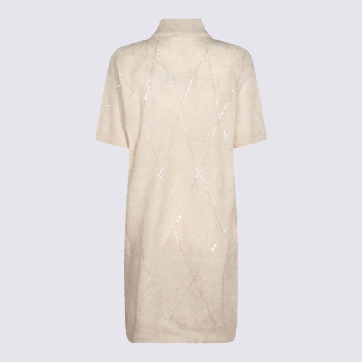 Shop Brunello Cucinelli Beige Mahair Blend Dress In Seashell