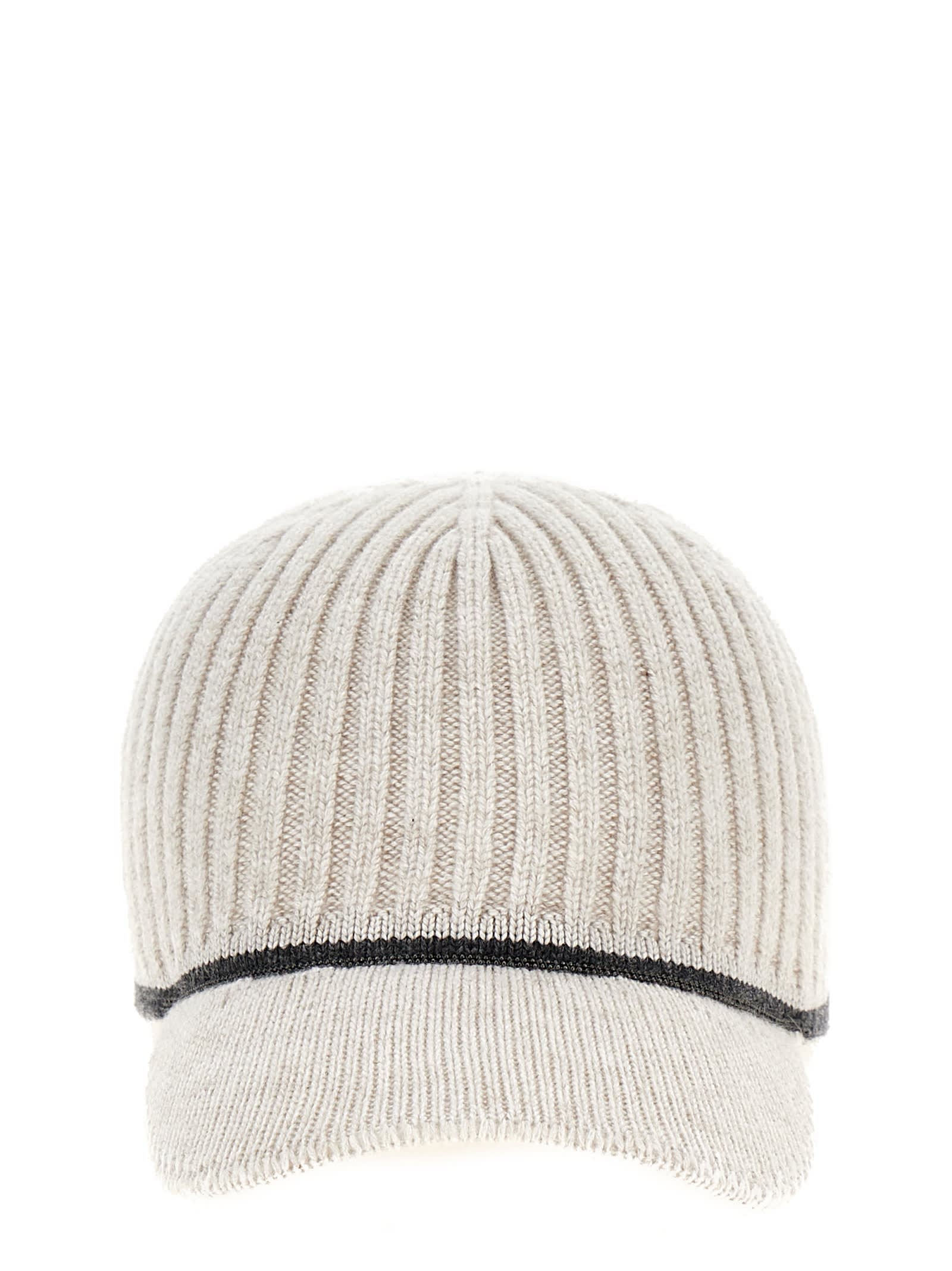 Shop Brunello Cucinelli Ribbed Knit Hat In Gray