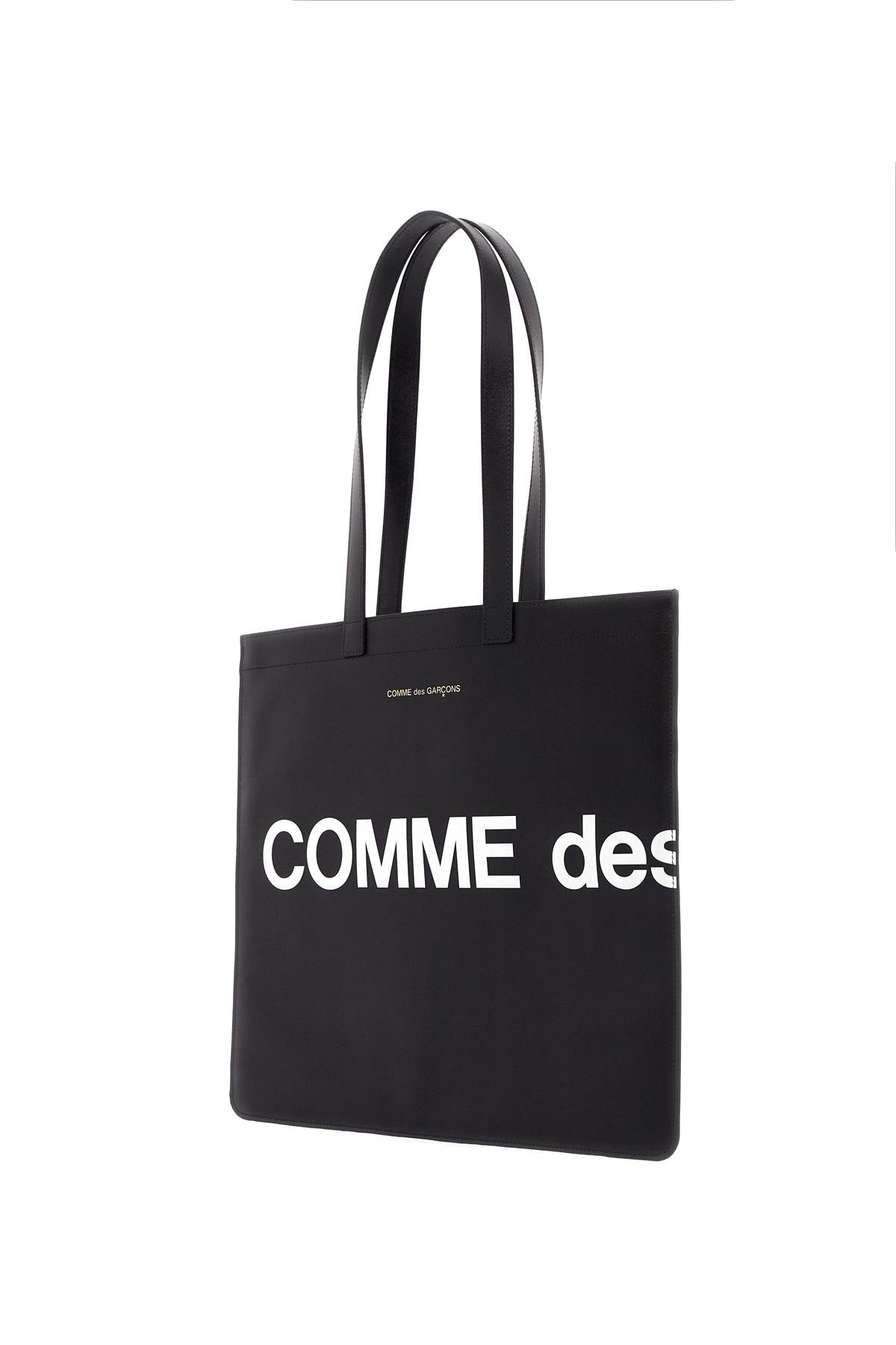 Shop Comme Des Garçons Logo Leather Tote Bag In Black (black)