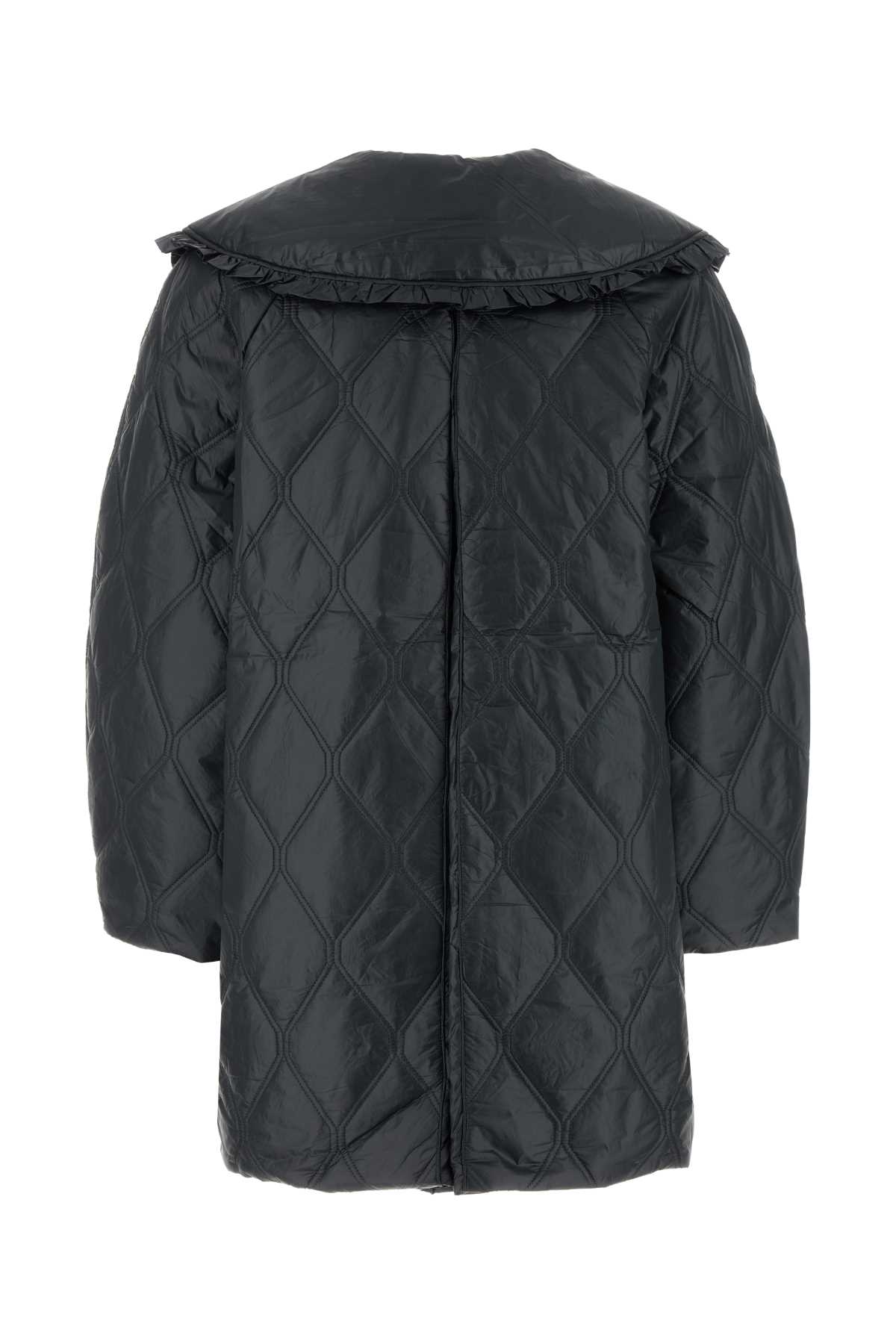 Ganni Womens Black Sand Shiny Quilted Recycled-nylon Jacket In Nero