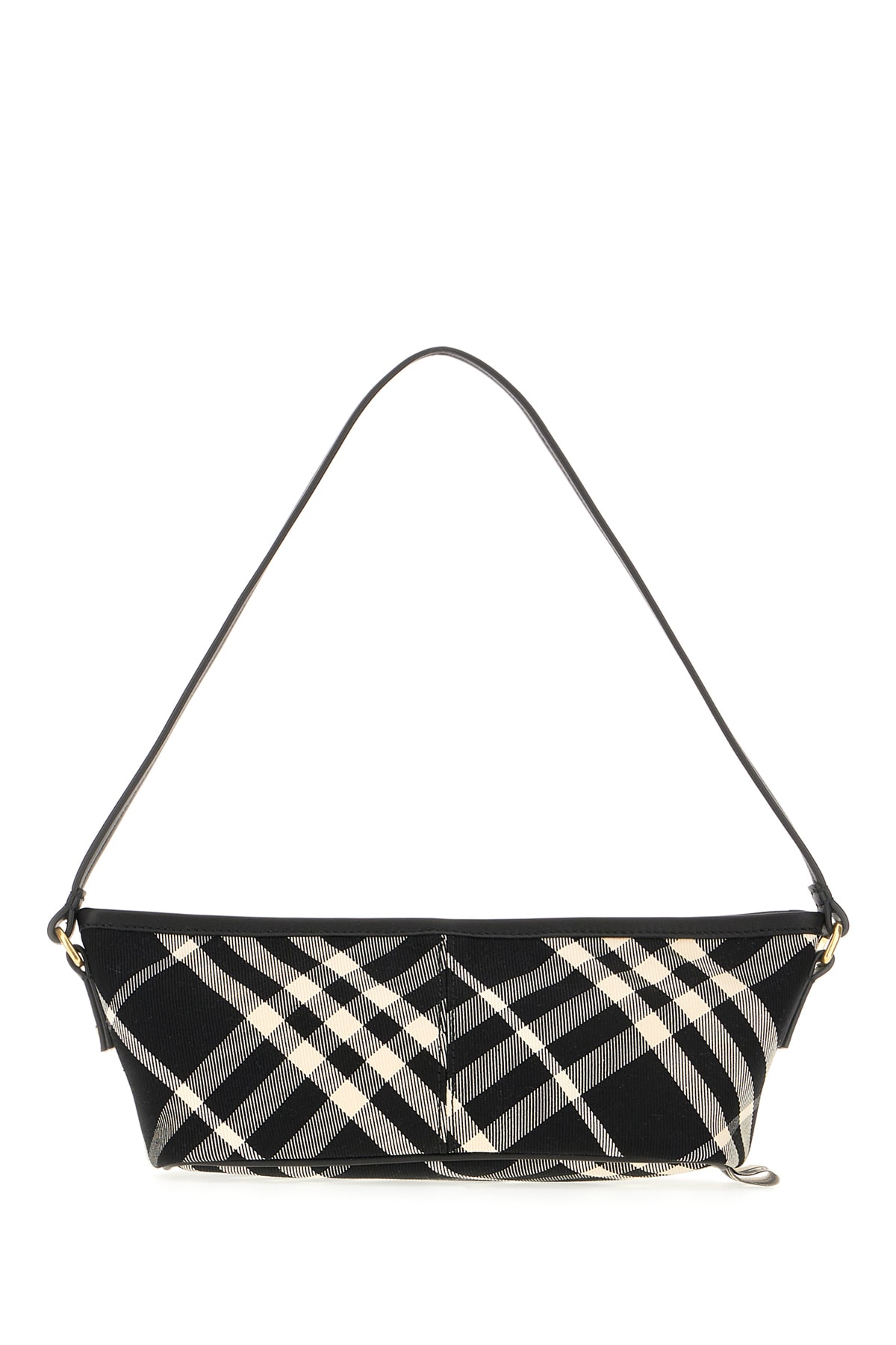 Shop Burberry Embroidered Cotton Mini Check Shoulder Bag In Black/calico