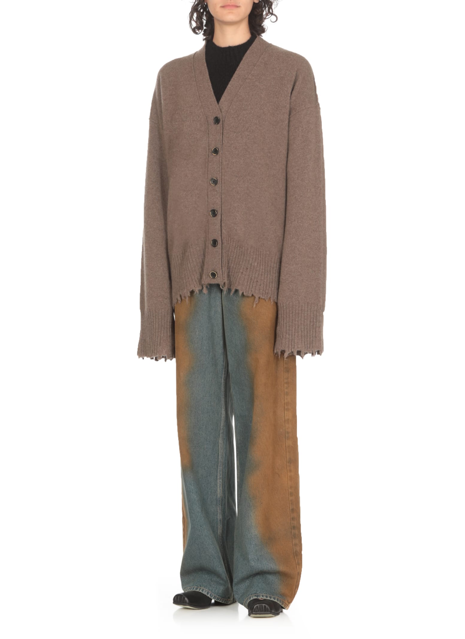 Shop Uma Wang Cashmere Cardigan In Brown