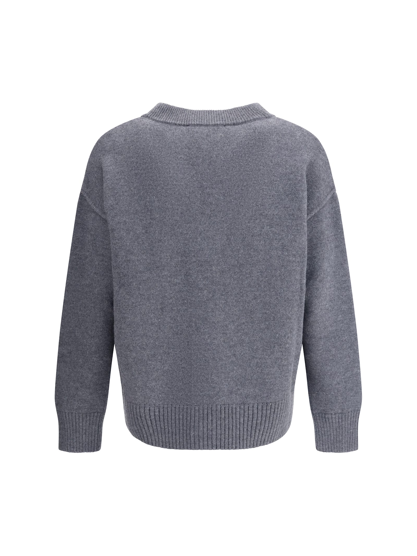 Ami Alexandre Mattiussi Ami Paris Ami De Coeur Heather Grey Wool Cardigan Men In Gray