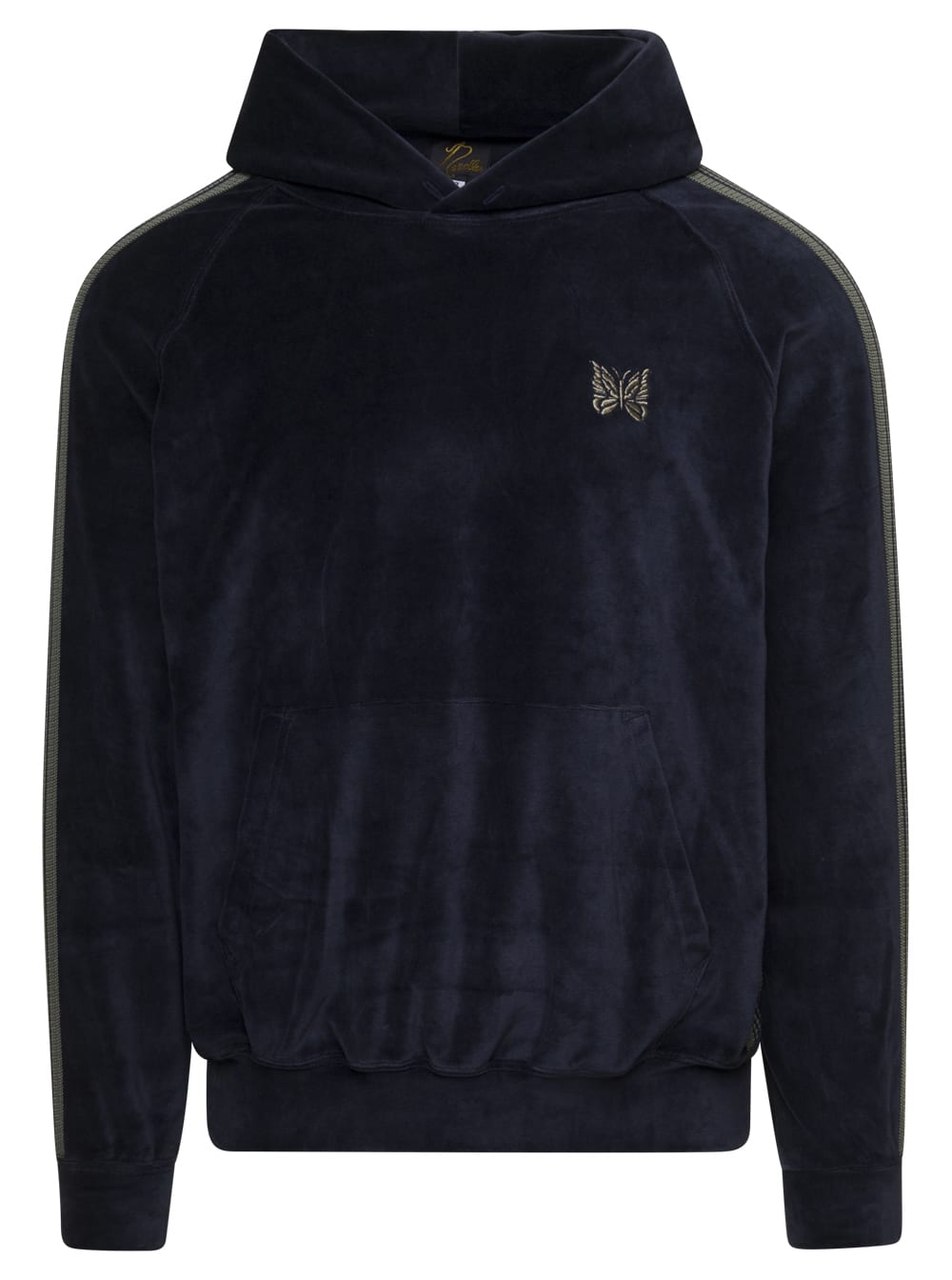 Dark Blue Hooded Sweatshirt In Velour Man Needles