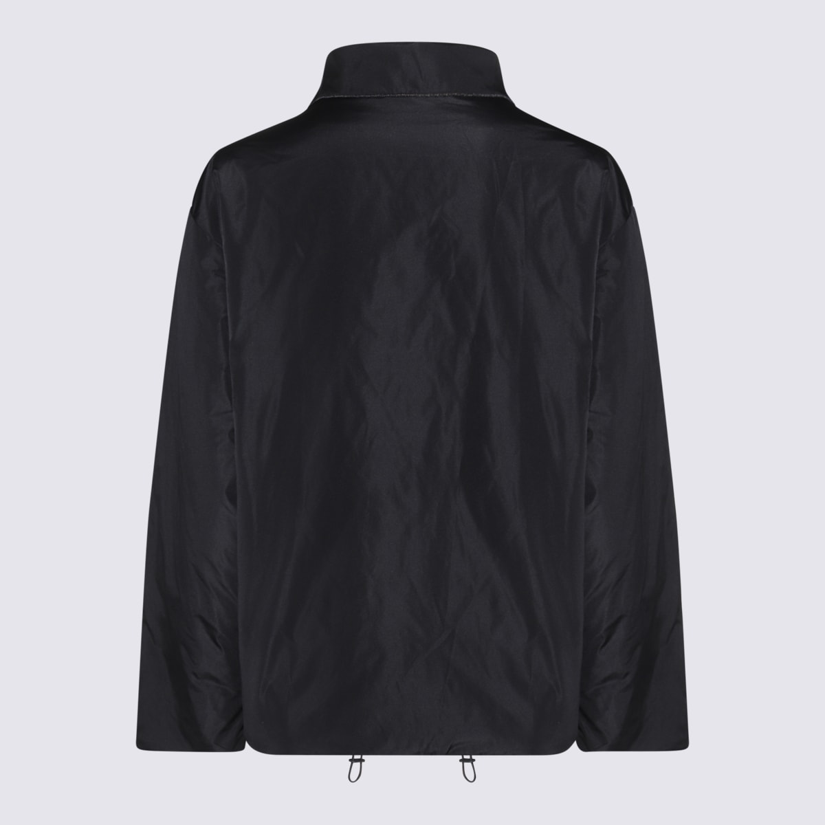 Fabiana Filippi Collared Drawstring Hem Long Sleeves Jacket In Black