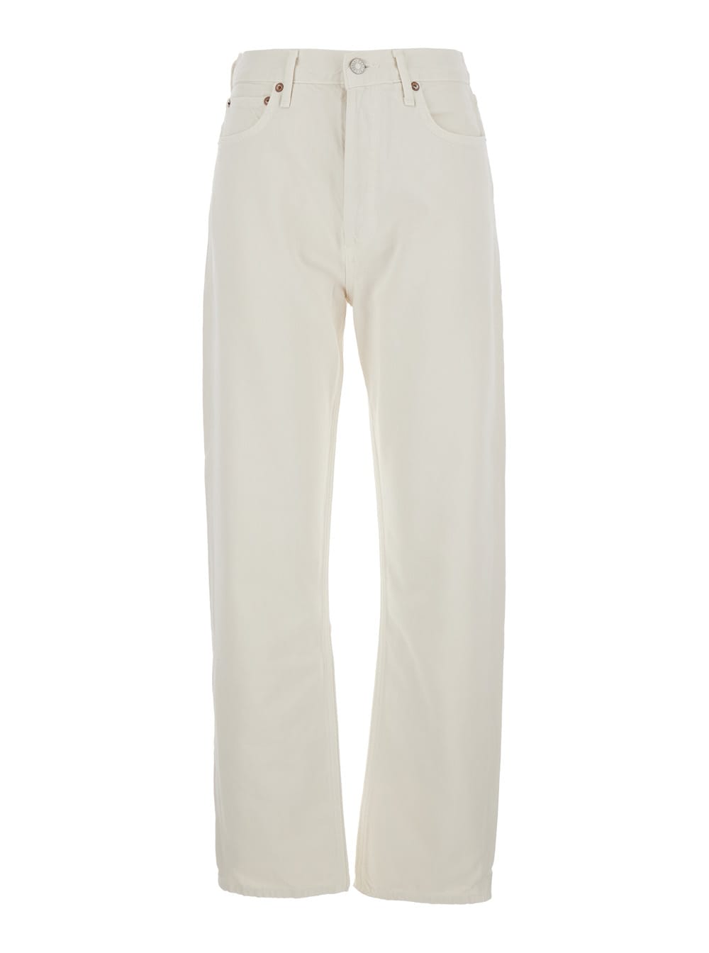 Agolde '90s' White Jeans With Five-pocket Design And Logo Patch On The Rear