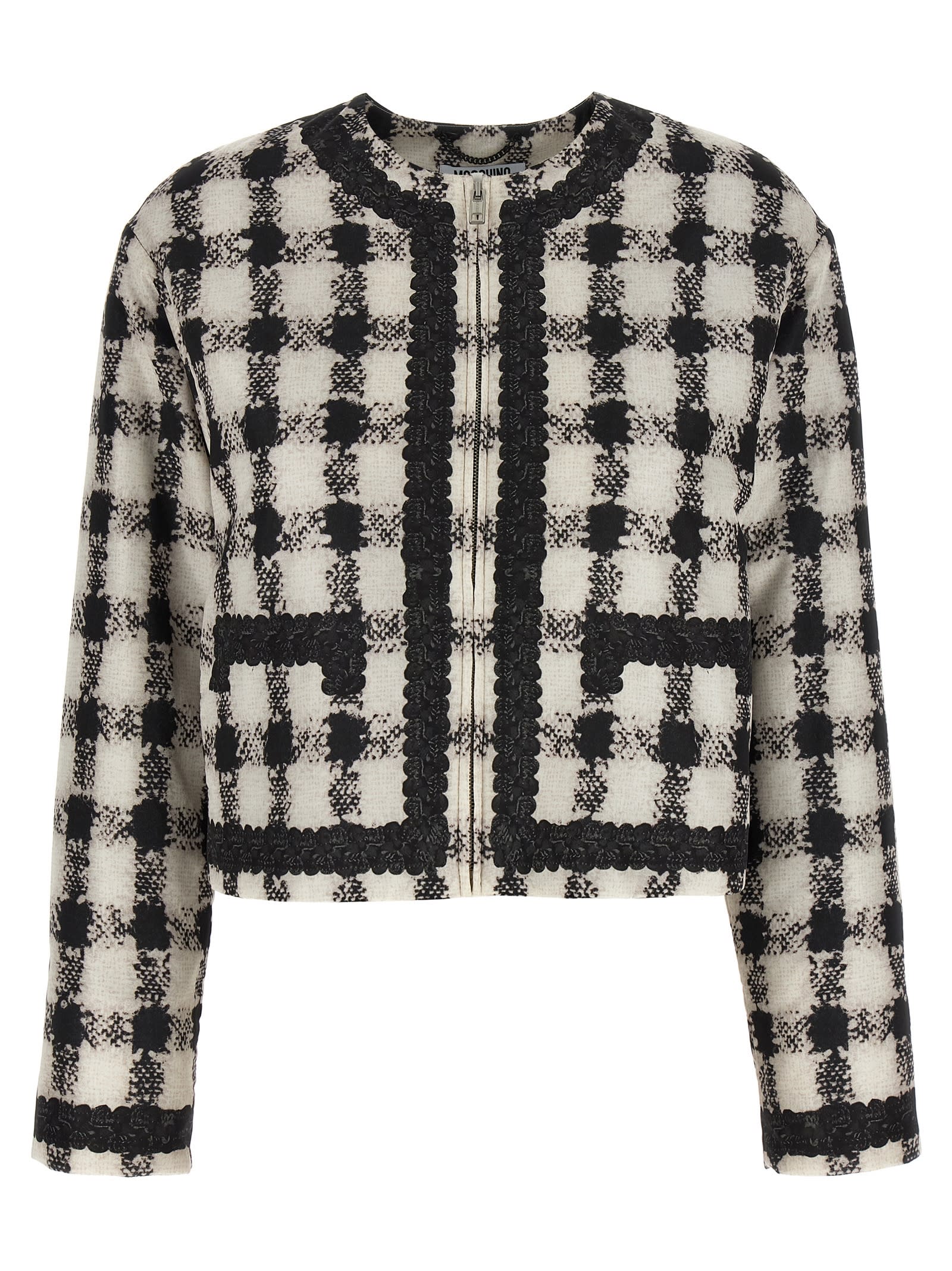 Moschino Textured Fabric Cropped Jacket In Multi