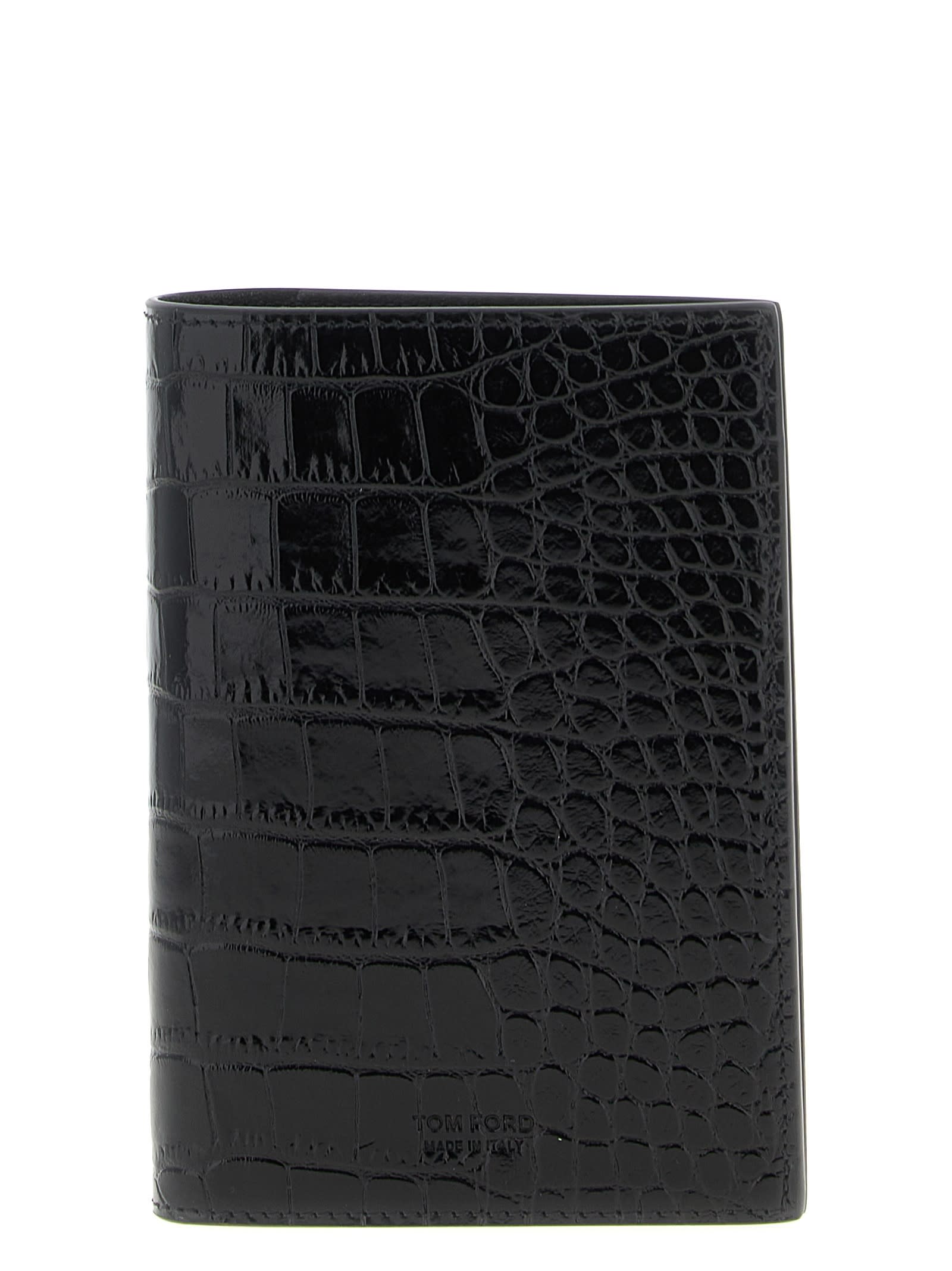 Tom Ford Exotic Line Passport Holder In Black
