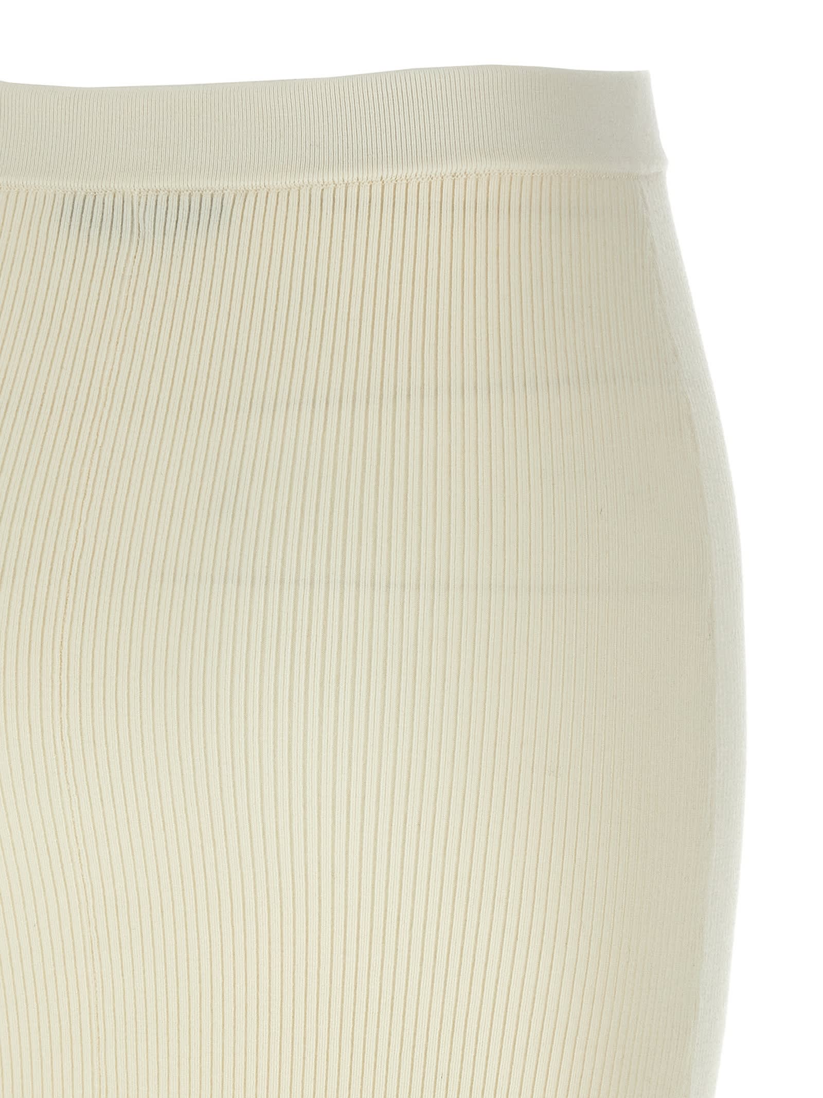 Alessandra Rich Ribbed Stretch Wool And Cashmere Midi Skirt