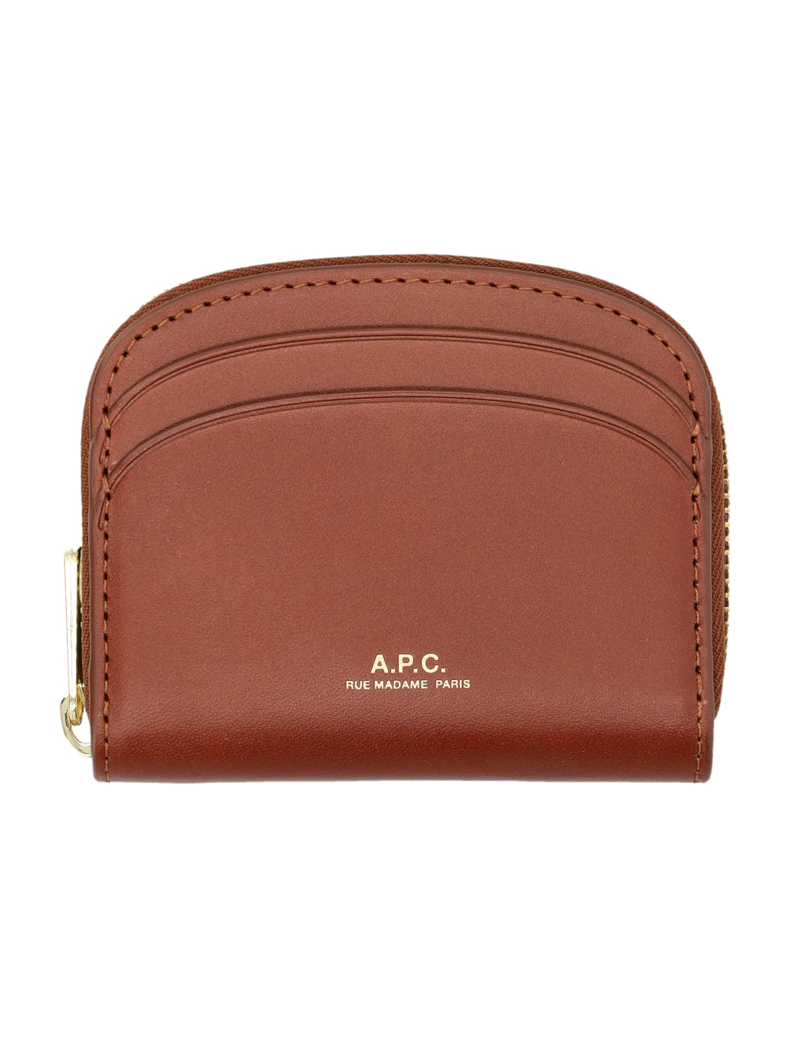 Shop Apc Compact Demi-lune Mini In Hazelnut