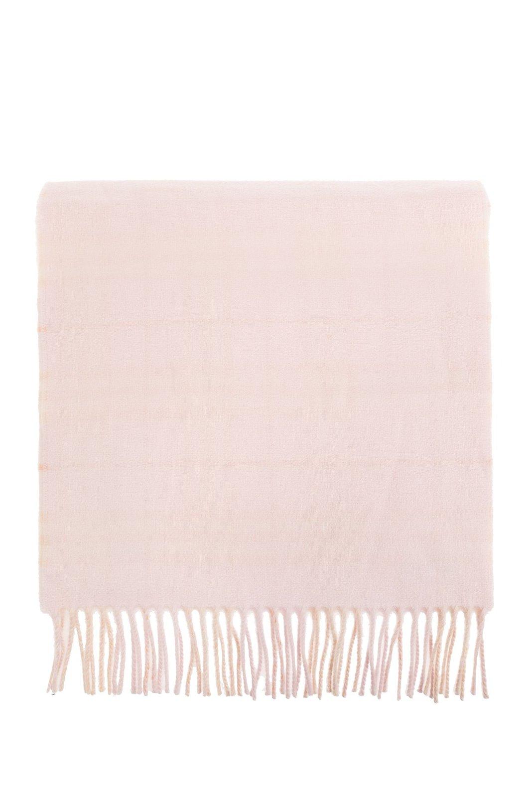 Shop Burberry Logo-patch Fringed-edge Reversible Scarf In Pink