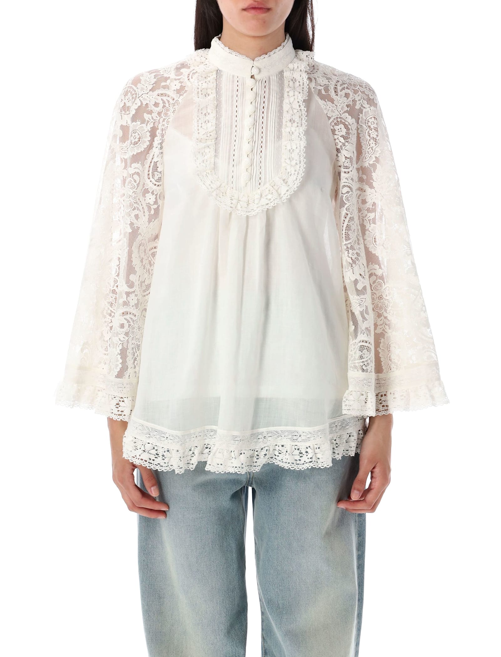 Zimmermann Ascension Lace Yok Tunic In White