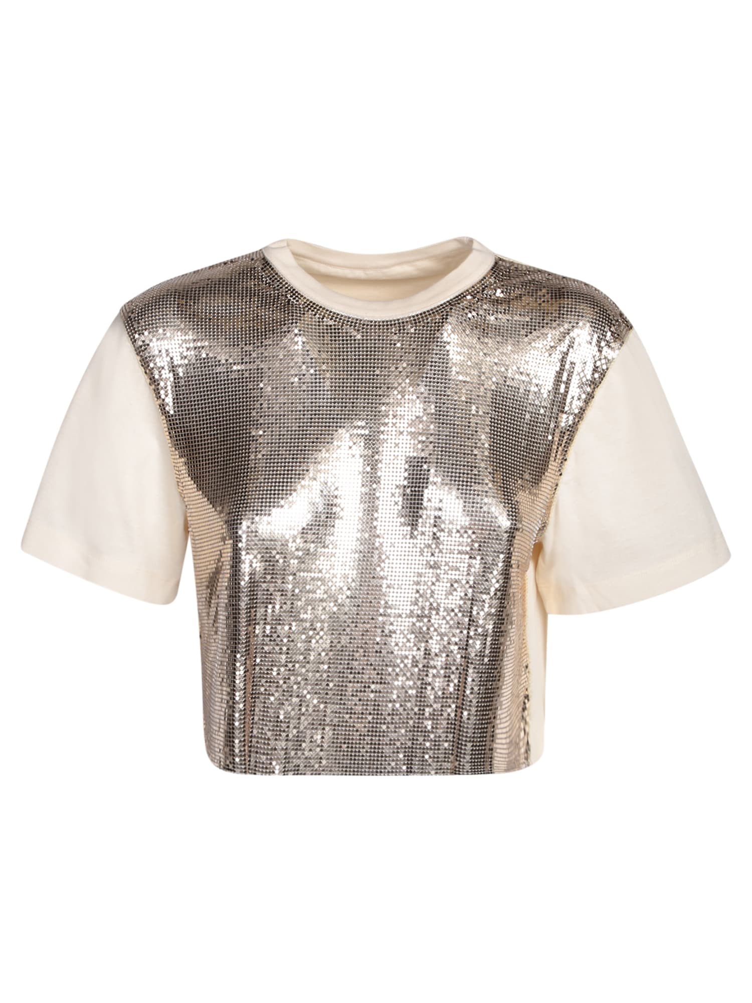 Nude Top In Shiny Mix-mesh