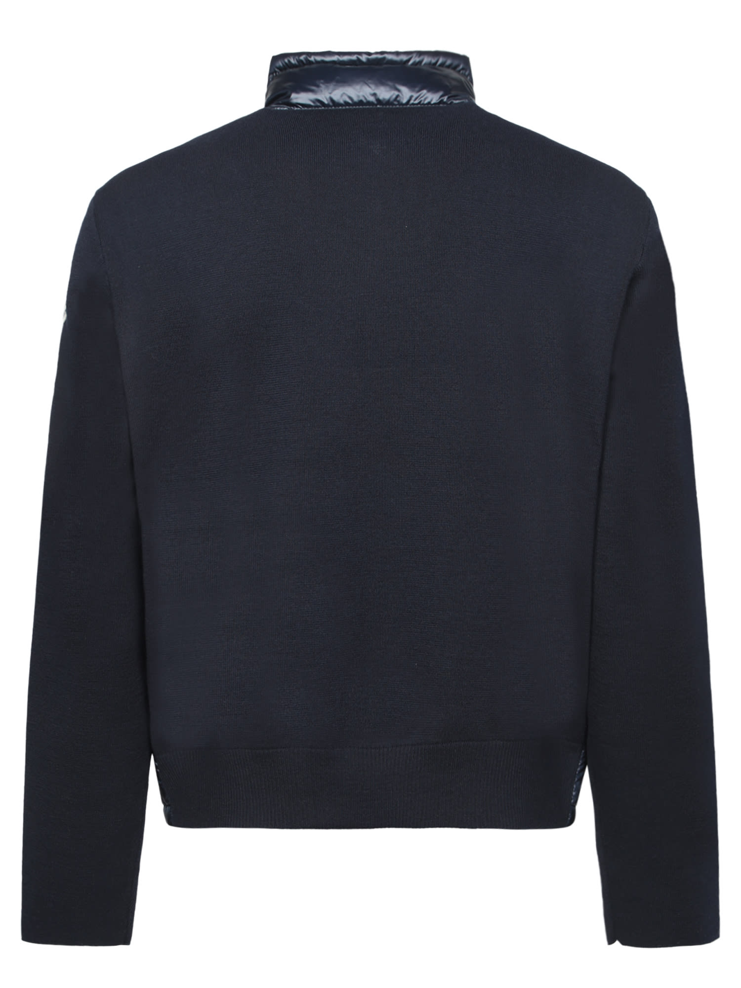 Moncler Long-sleeved Splicing Detail Down Jacket In Blue